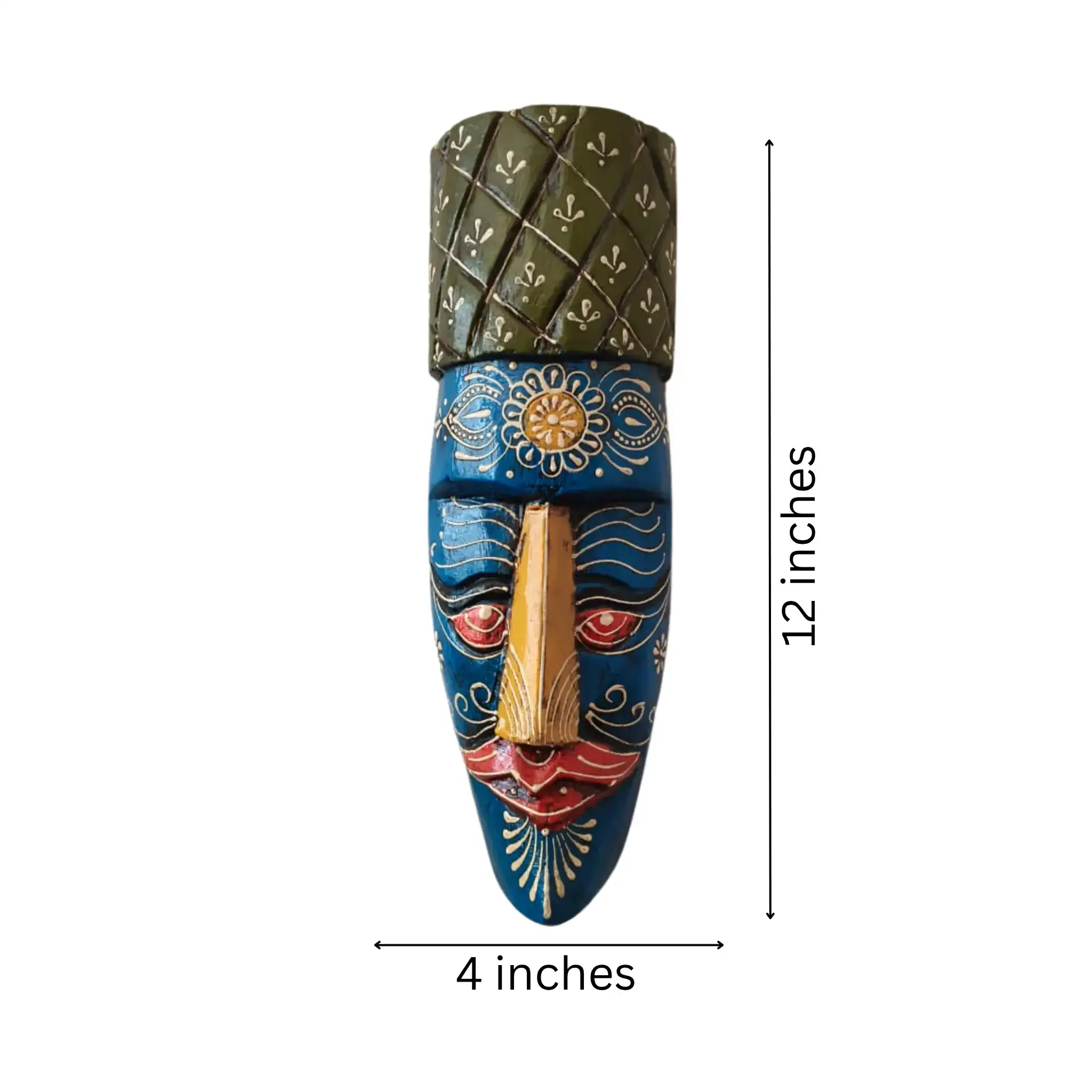 Hand-Painted Human Face Mask Wall Hanging | Artistic Home Accent - Image 12