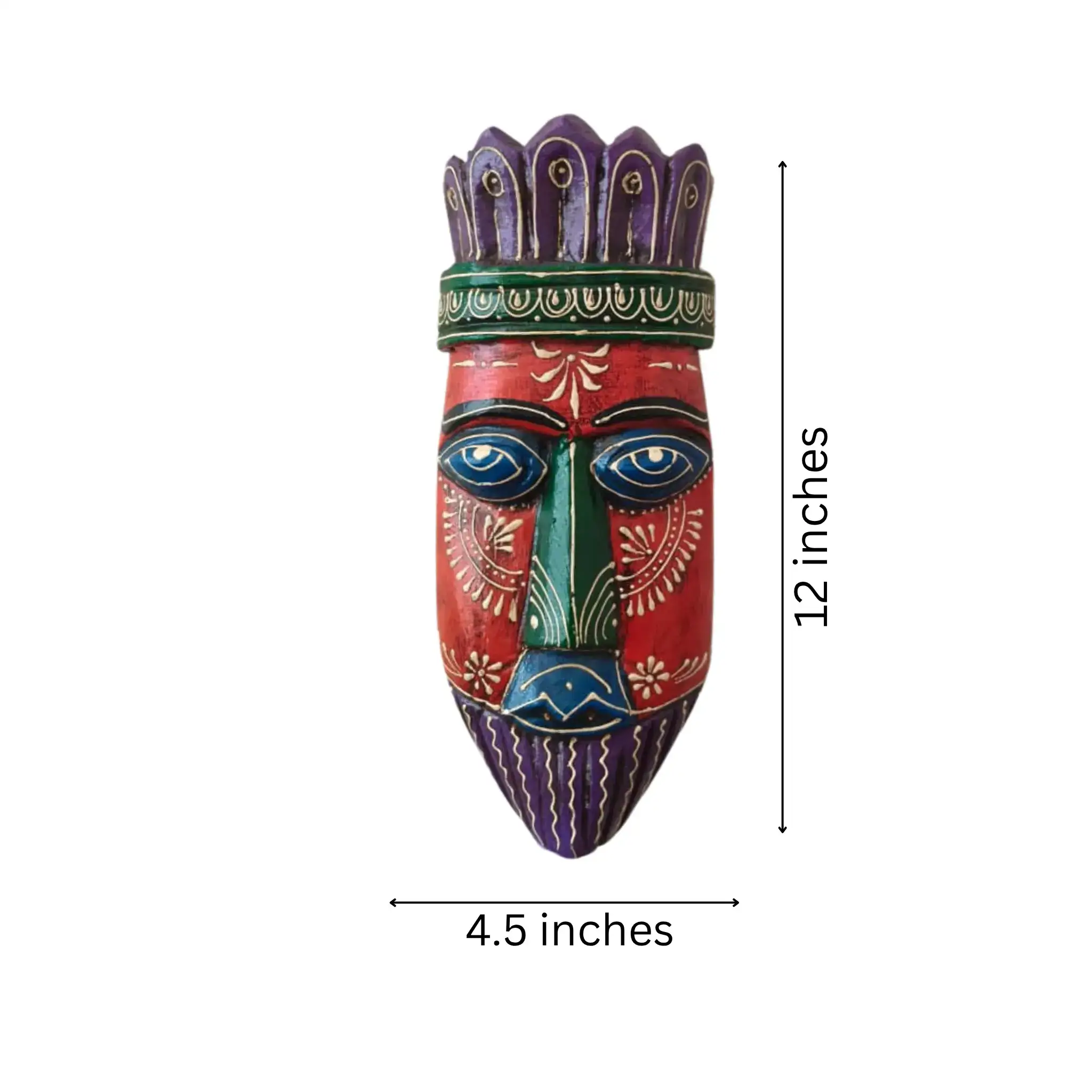 Hand-Painted Human Face Mask Wall Hanging | Artistic Home Accent - Image 3