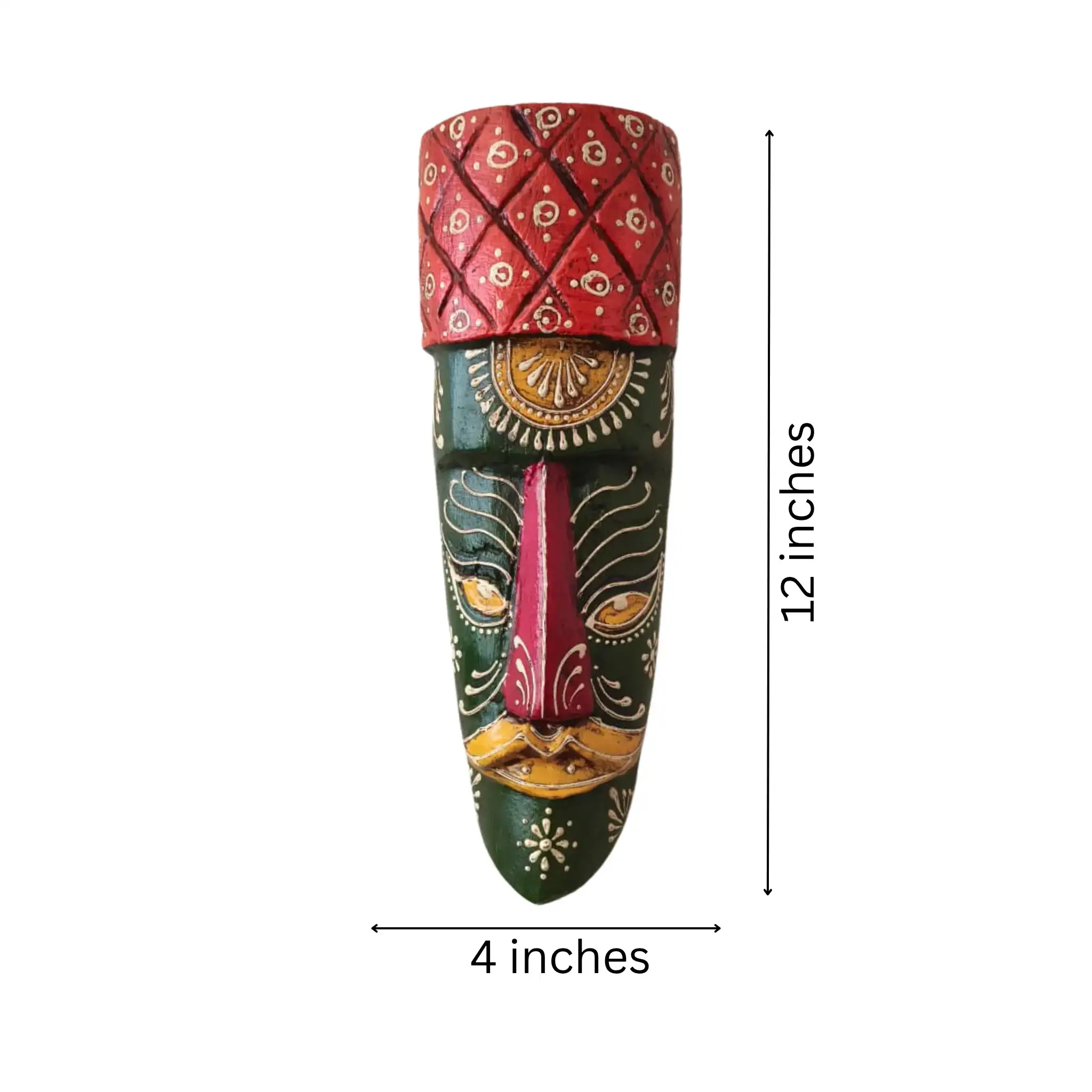 Hand-Painted Human Face Mask Wall Hanging | Artistic Home Accent - Image 6
