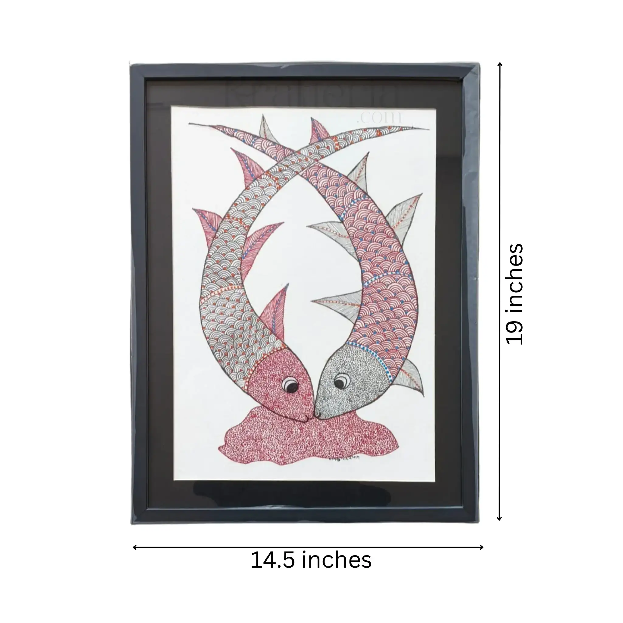 The Celestial Dance of Fish Gond Painting - Image 3