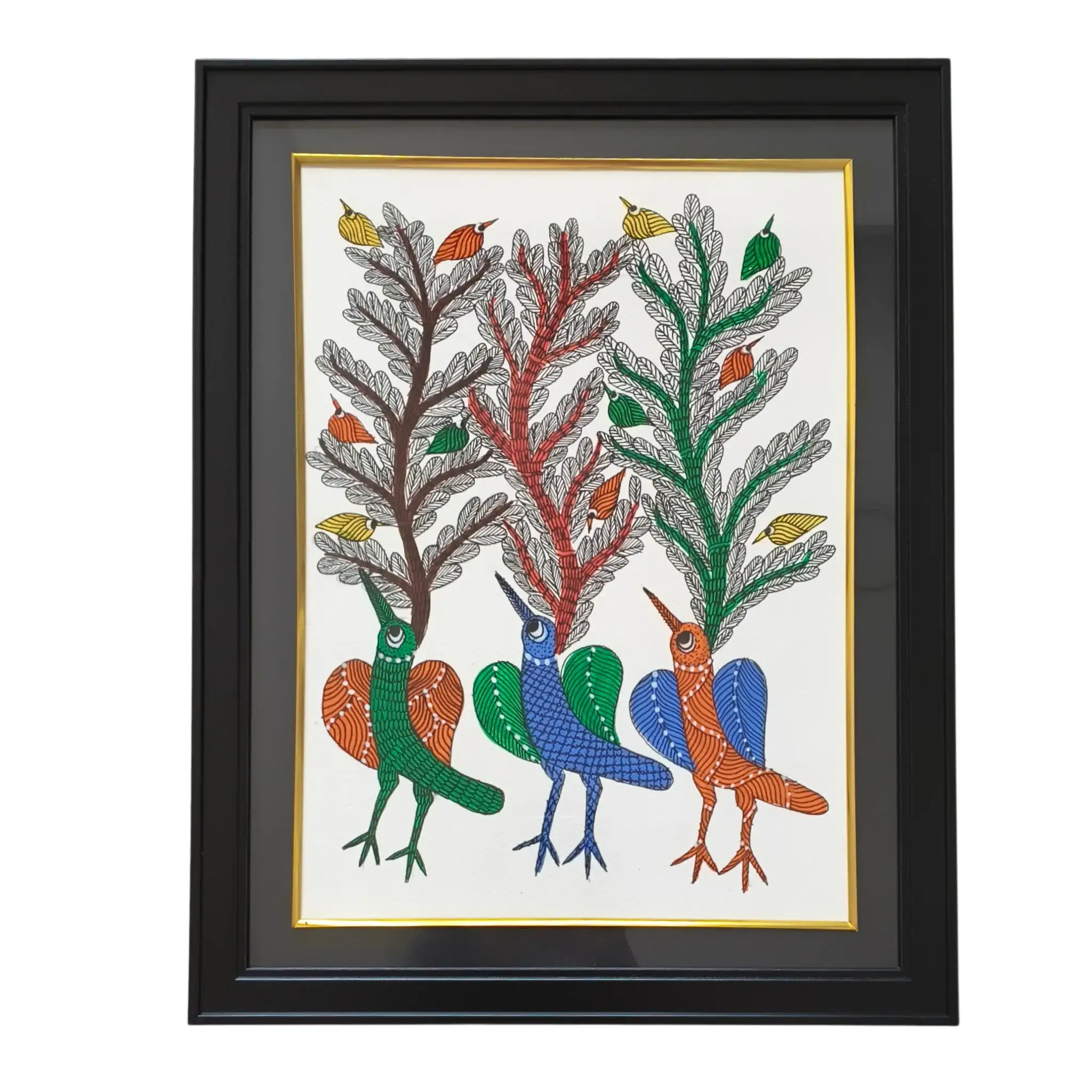 Song of the Forest of Birds and Trees Gond Painting - Image 2