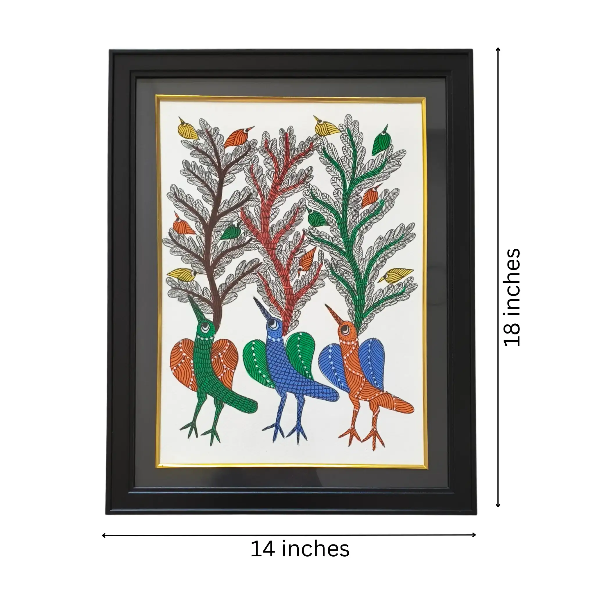 Song of the Forest of Birds and Trees Gond Painting - Image 3