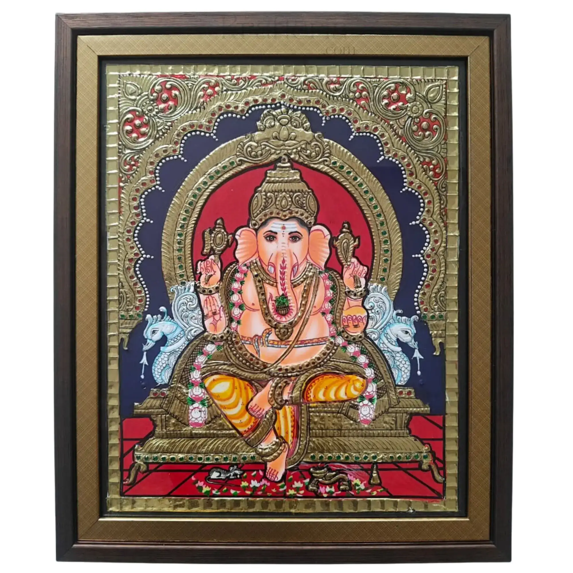 Handpainted Ganesh Thanjavur Painting – Spiritual & Detailed - Image 2