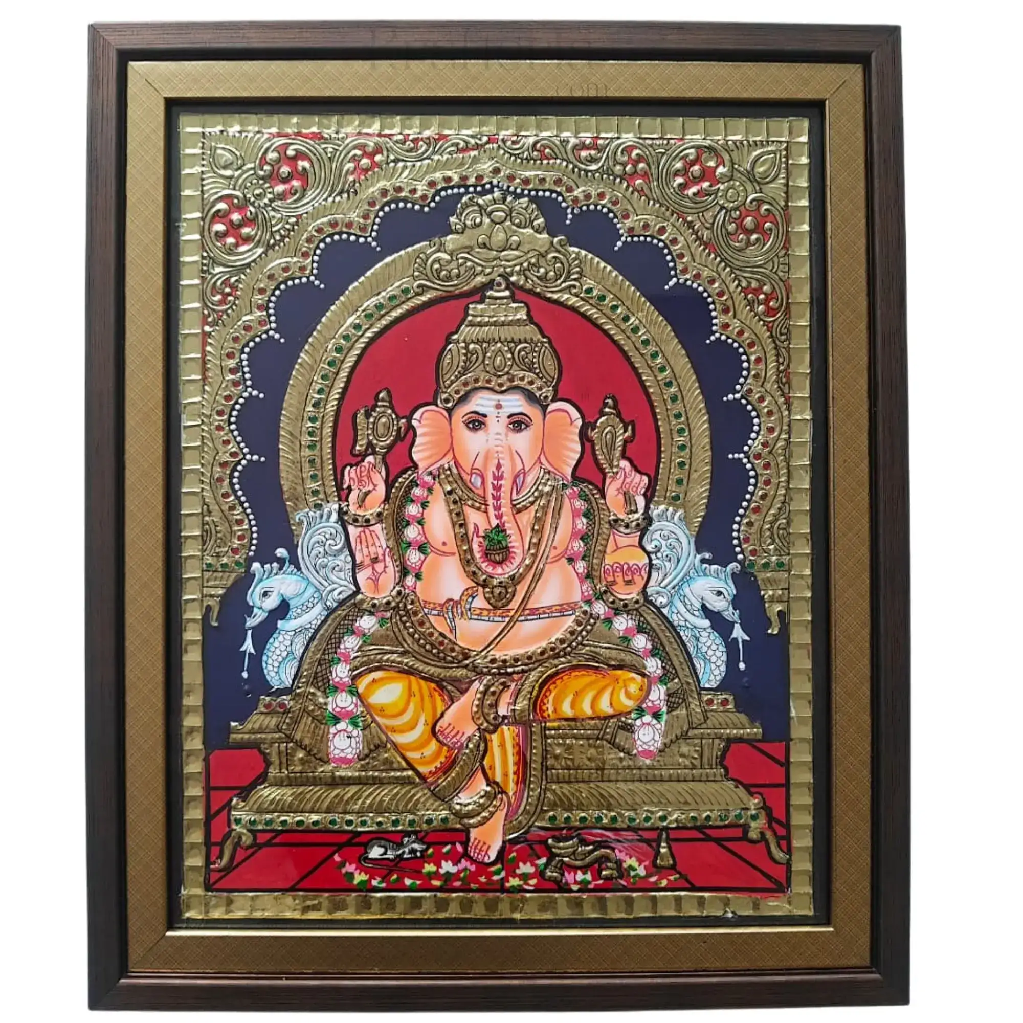 Lord Ganesha Thanjavur Painting – Classic Cultural Decor - Image 2