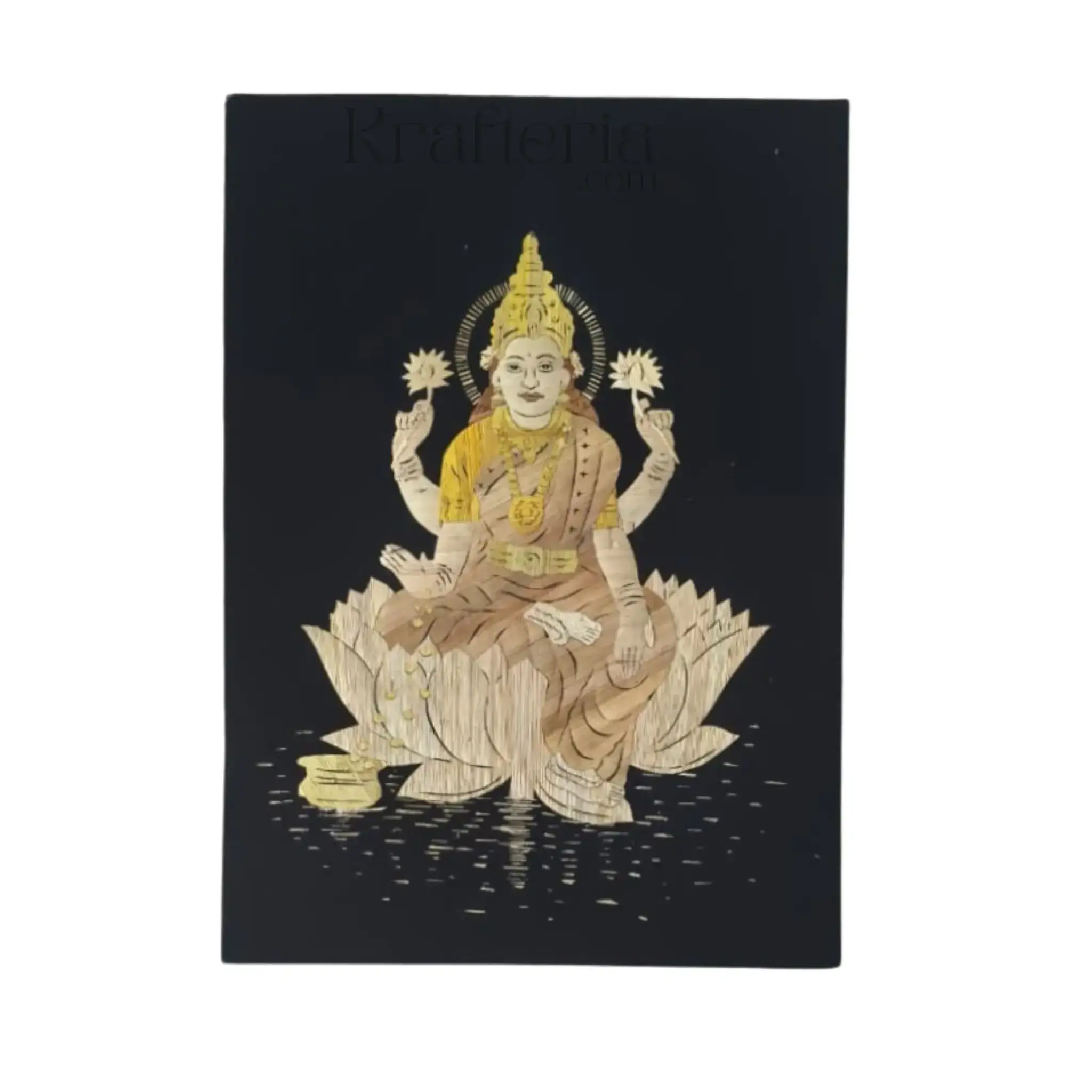 Goddess Lakshmi Straw Marquetry Art - Image 2