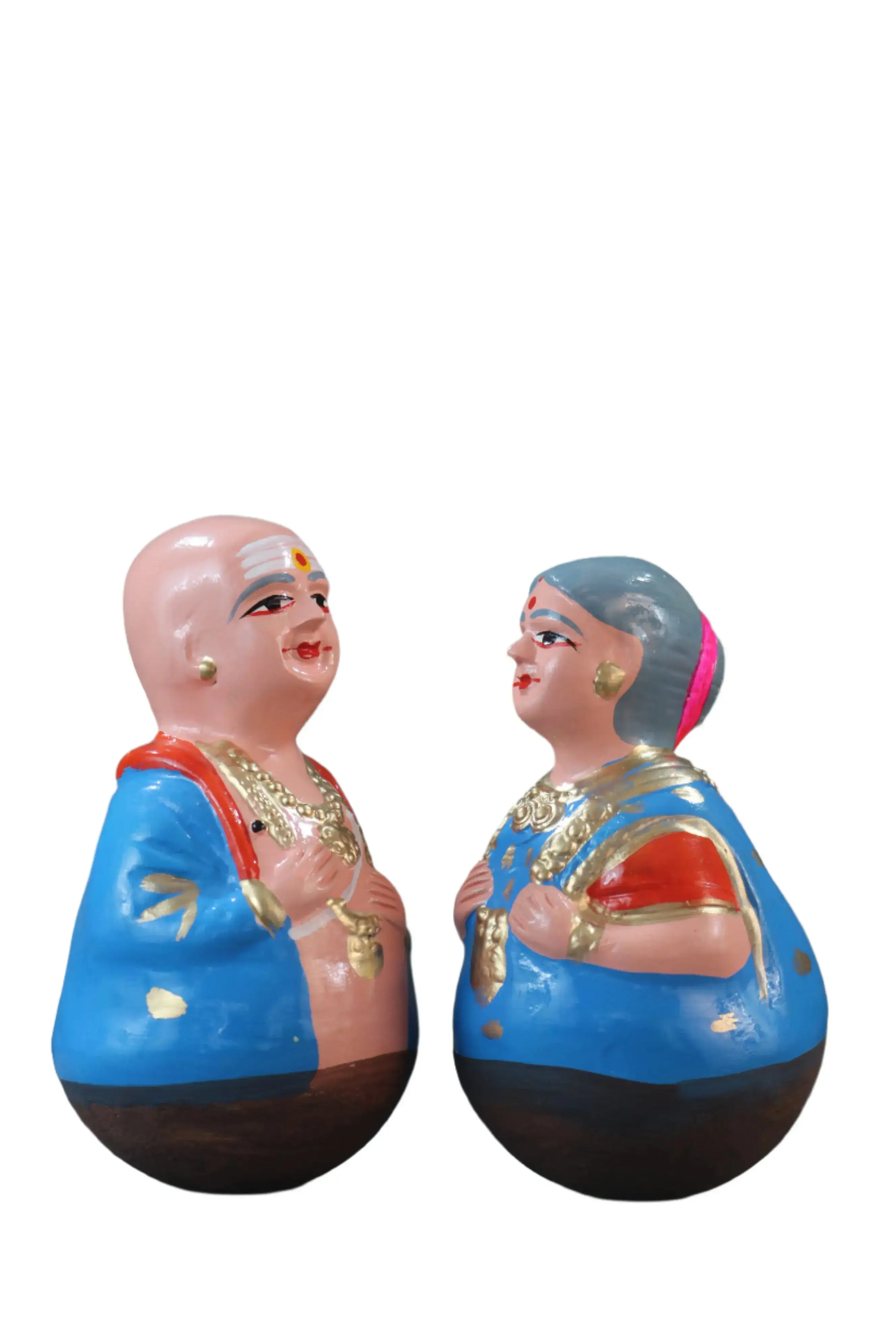 Handcrafted Golu Dolls – Tamil Folk Aachi, Chettiyar, Grandparents Set - Image 21