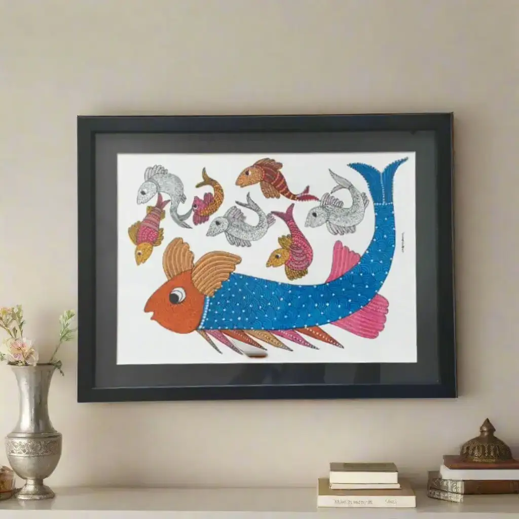 The Guardian Fish Gond Painting