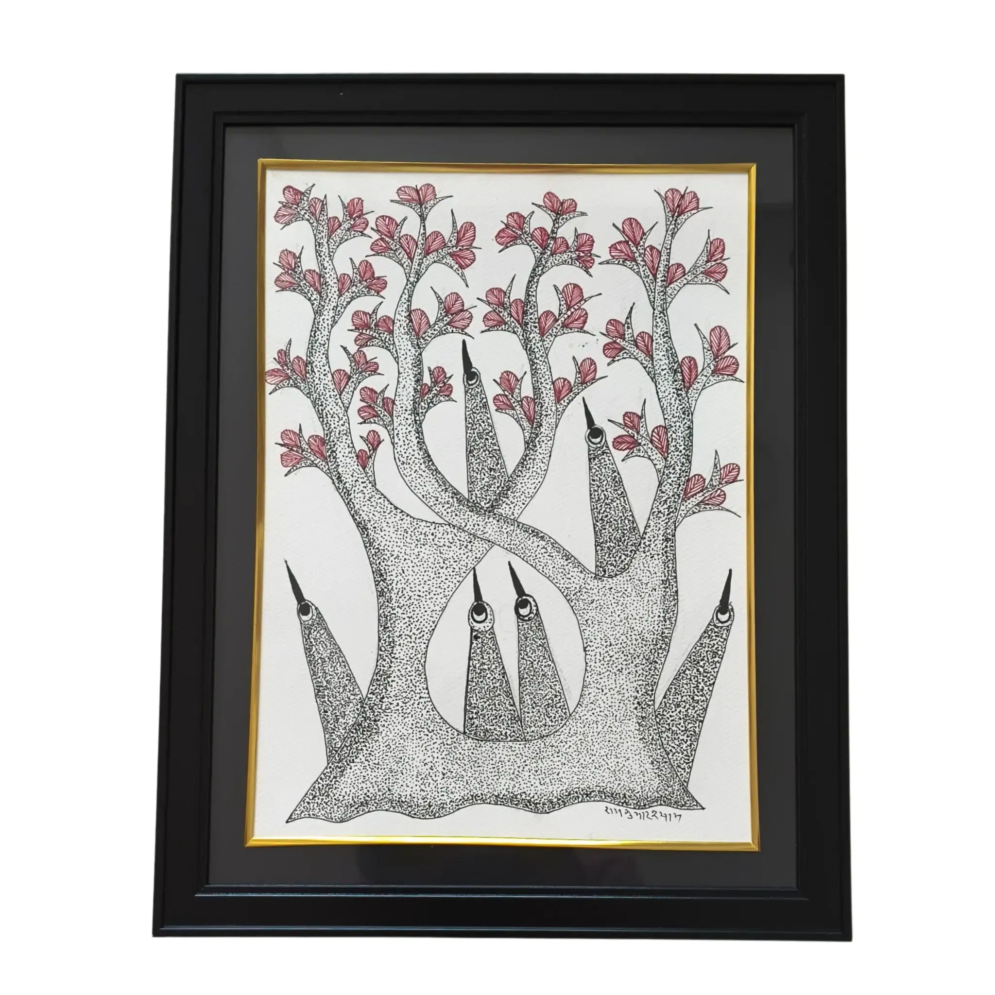 Guardians of the Blooming Tree – Gond Painting - Image 2