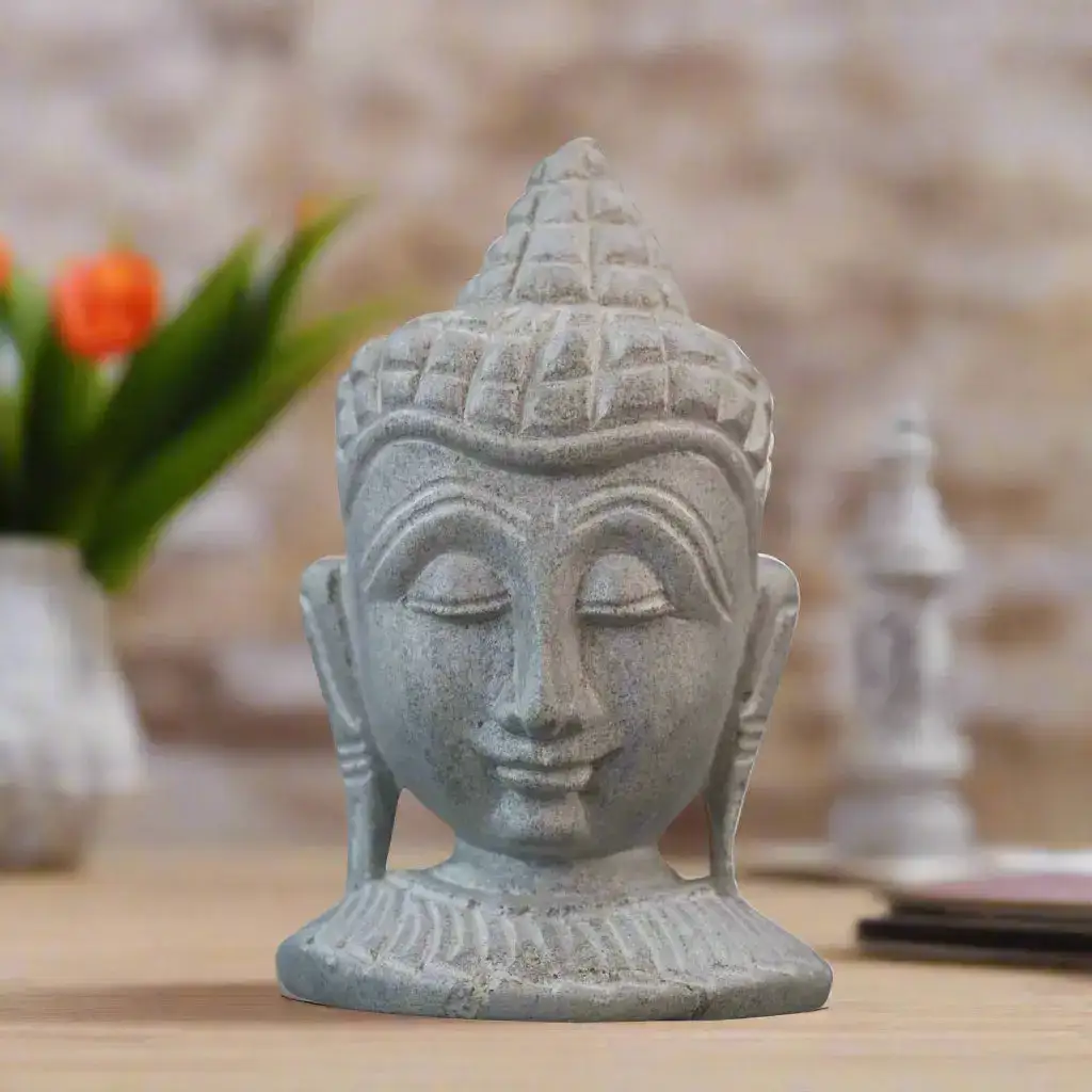 Hand-Carved Buddha Face – Soft Stone Meditation Decor - Image 6