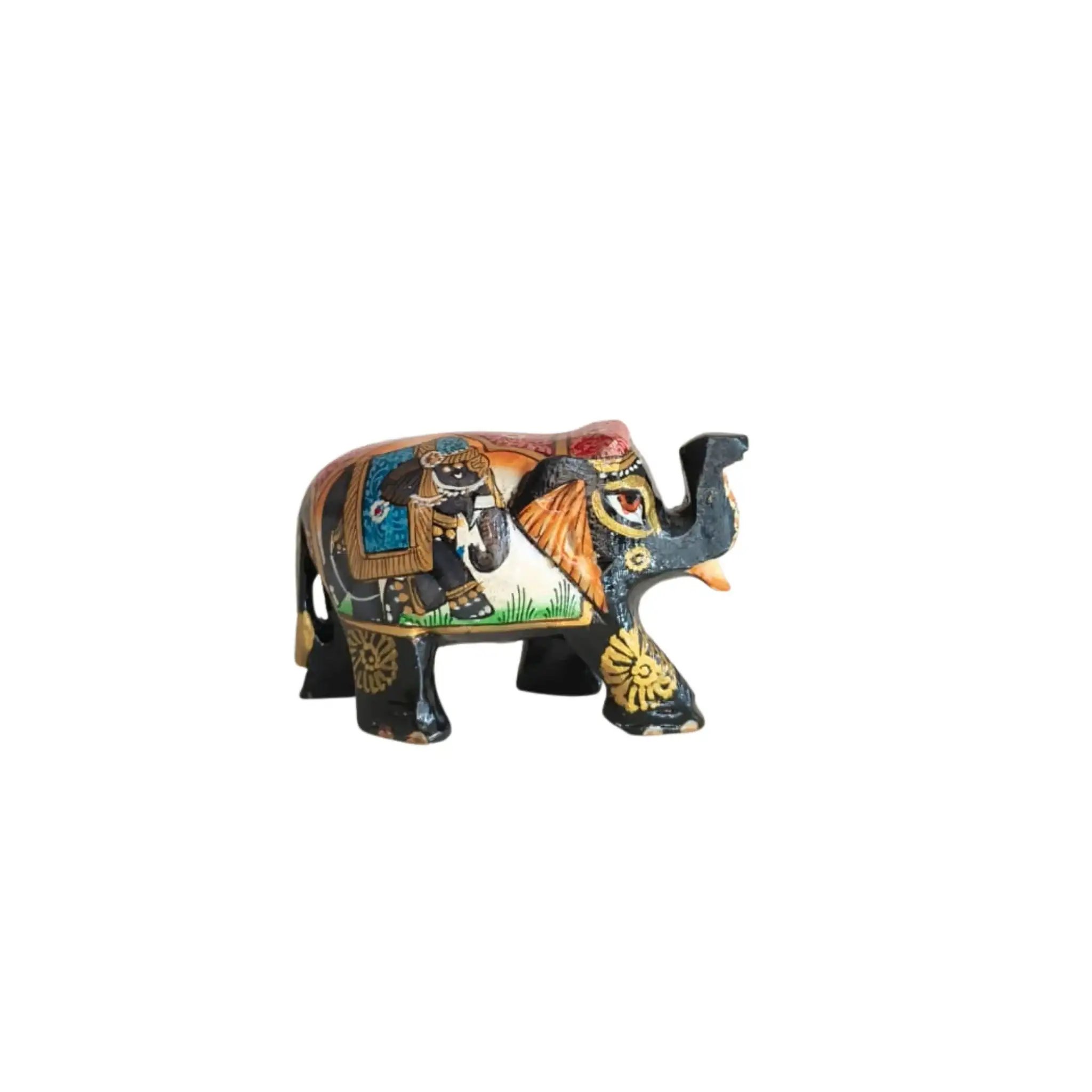Hand-Painted Black Elephant Figurine with Traditional Indian Art - Image 4