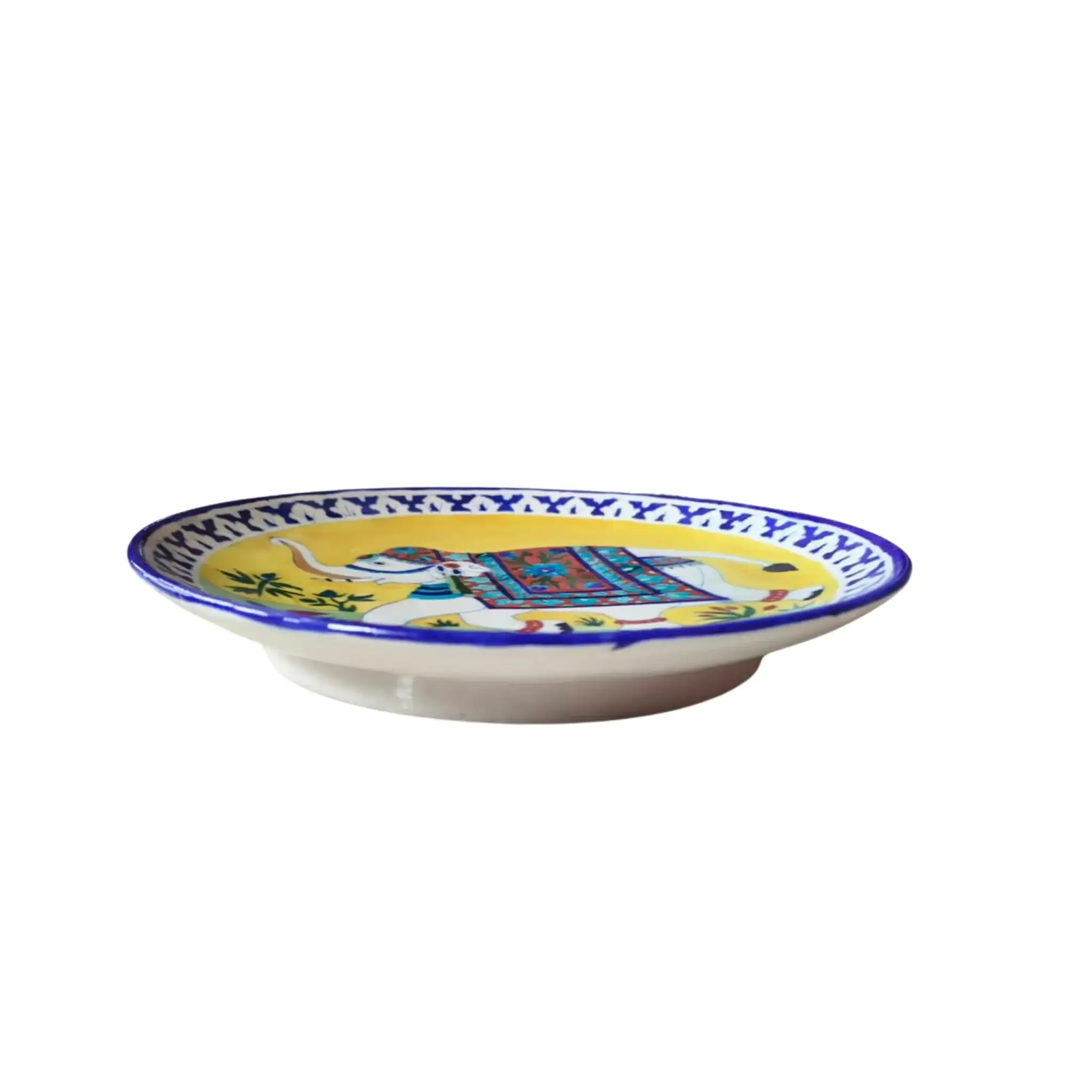 Hand-Painted White Elephant Indian Decorative Wall Plate - Image 3