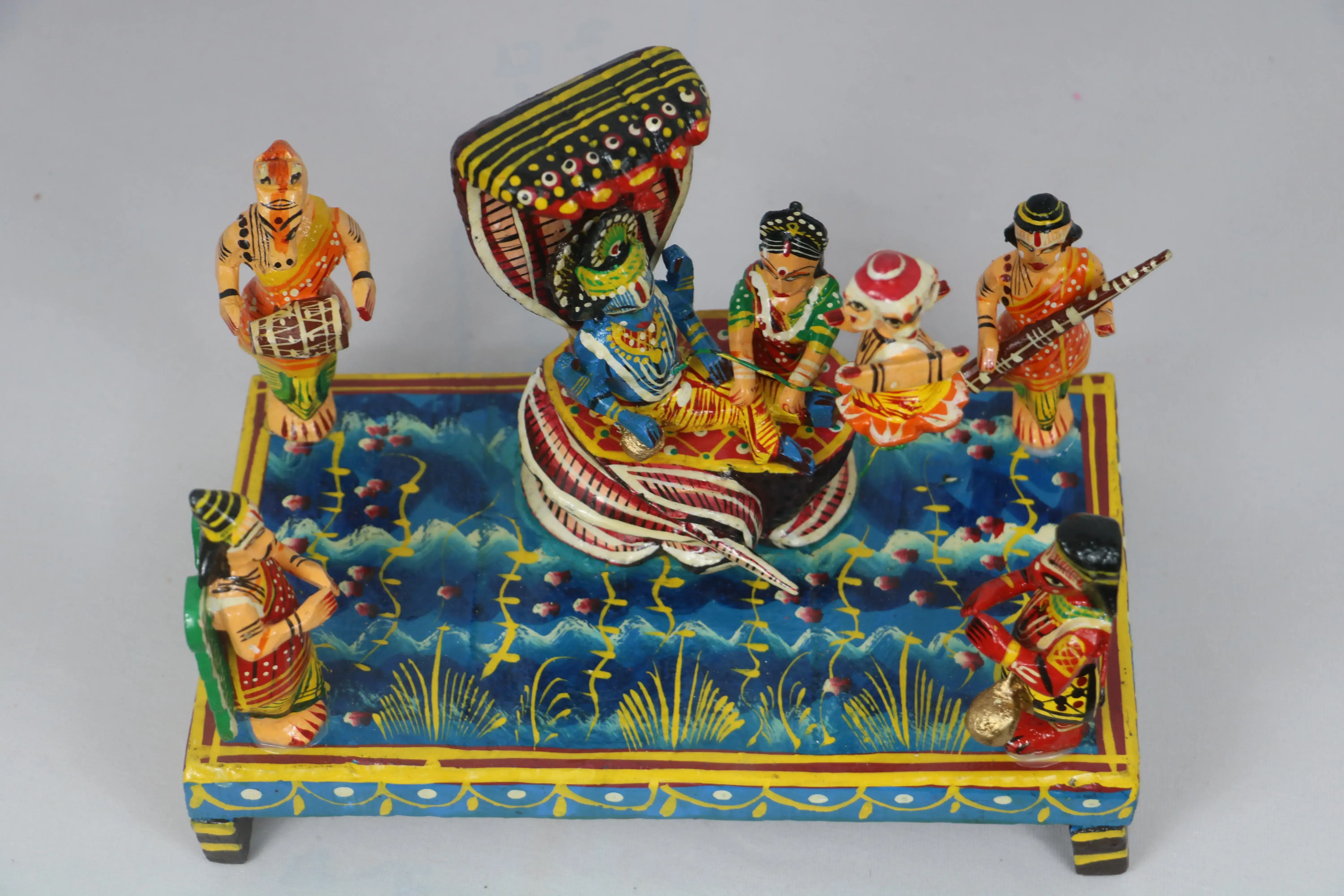 Ksheera Sagar Scene – Hand-Painted Wooden Panel Samudra Manthan - Image 3