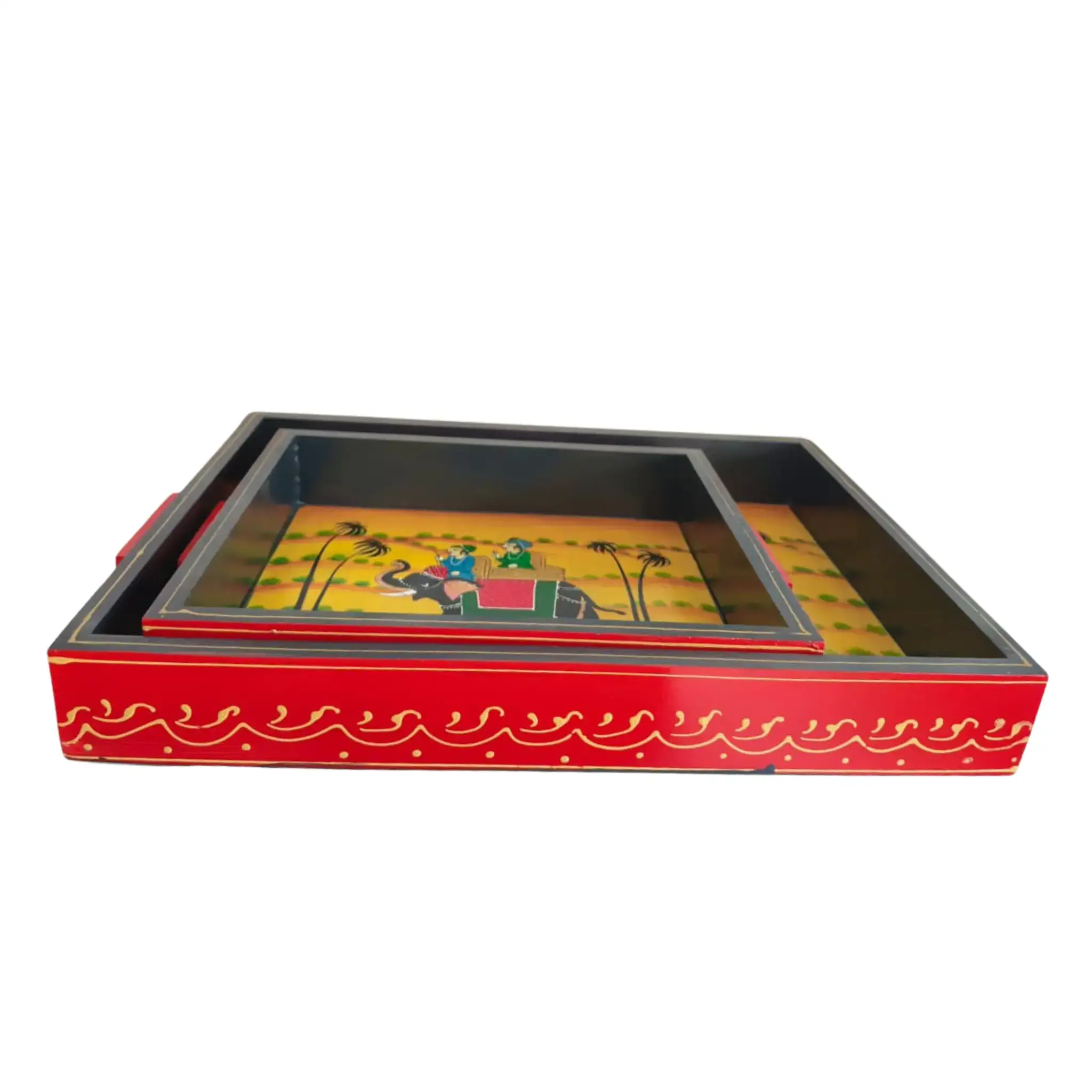 Hand-Painted Decorative Tray Set | Artisan Serving & Display Trays - Image 3
