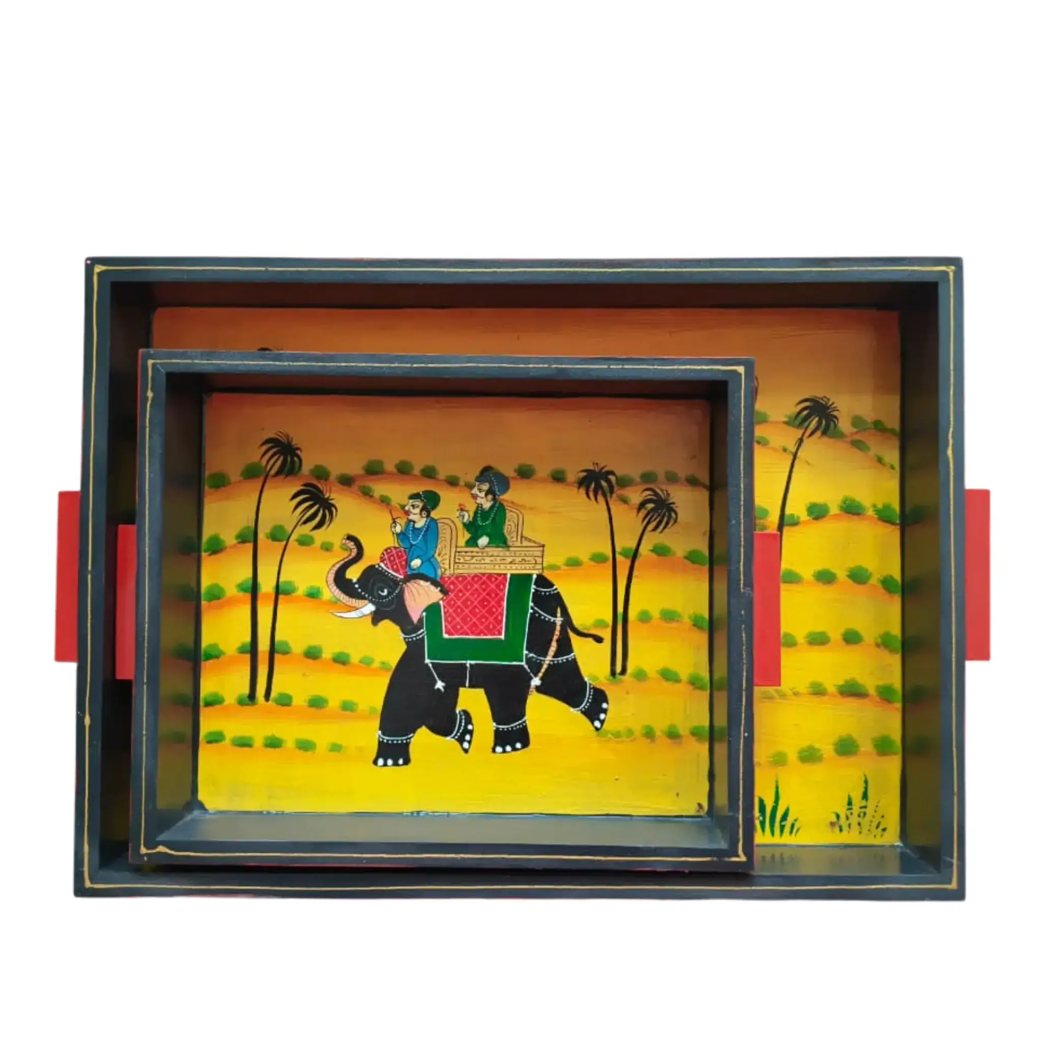 Hand-Painted Decorative Tray Set | Artisan Serving & Display Trays - Image 4