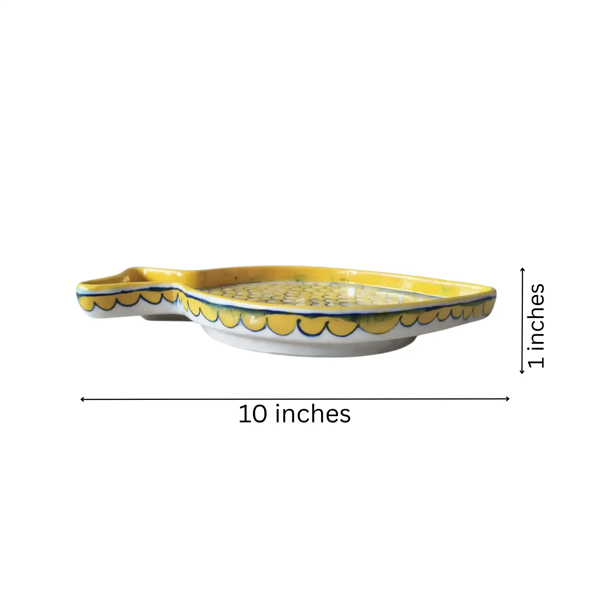 Hand-Painted Blue Pottery Fish Wall Decor | Yellow Coastal Art - Image 4