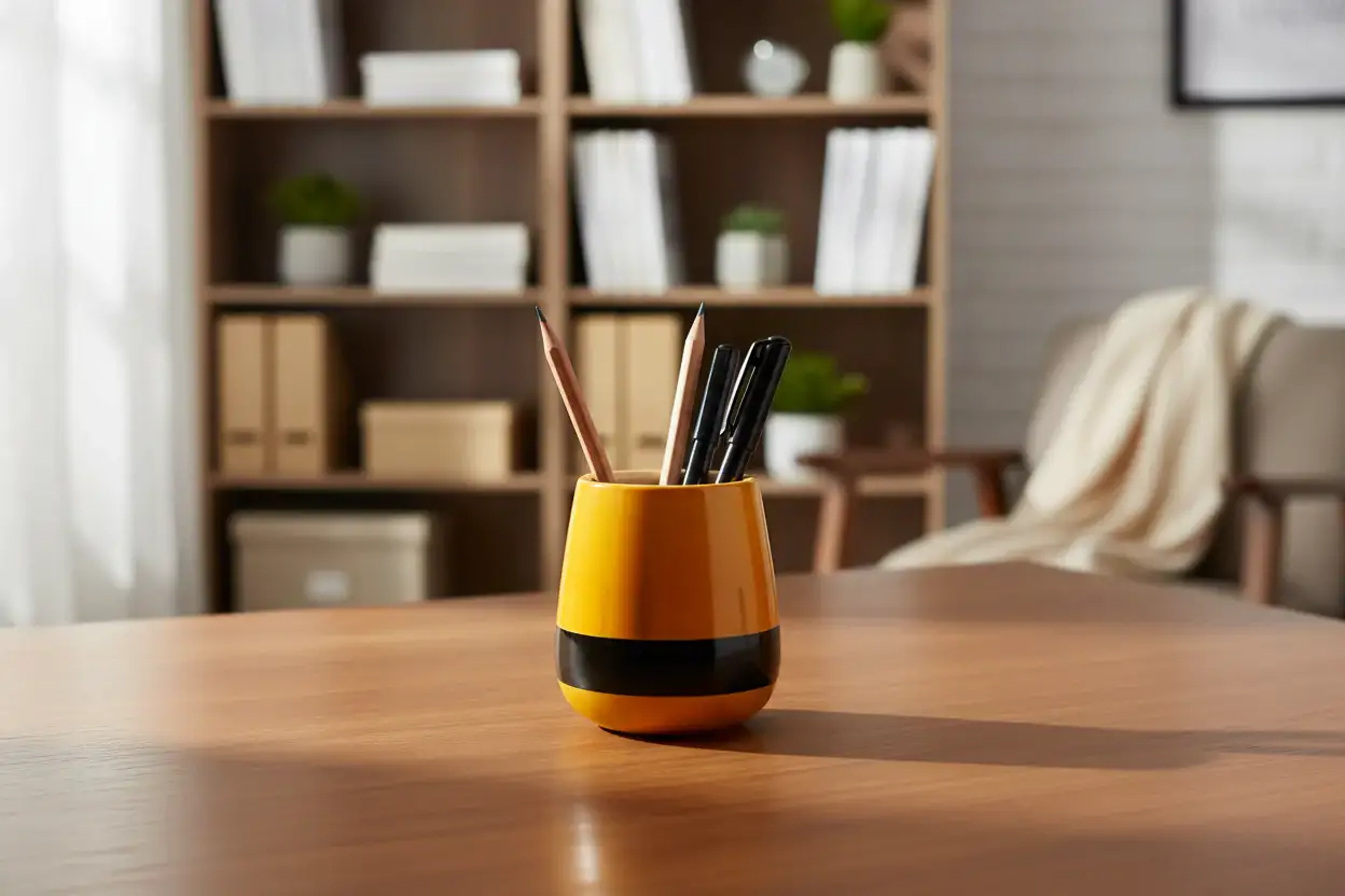 Wooden Hand-Painted Pen Stand – Simple & Elegant Design