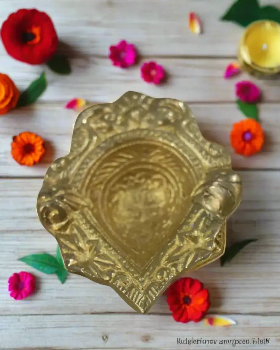 Handcrafted Brass Deepam (Diya) with Classic Design - Image 3