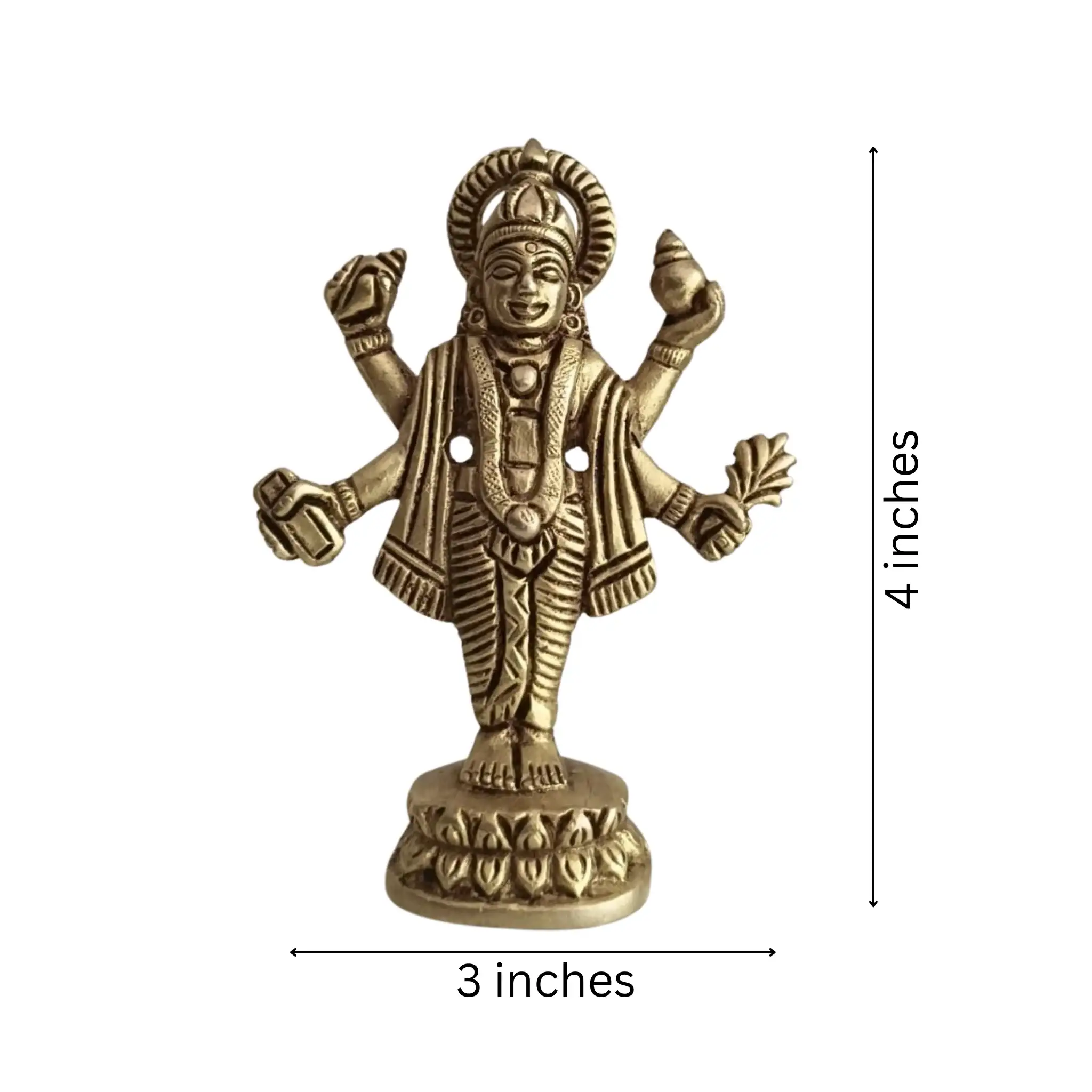 Brass Vishnu Idol – Four-Armed for Pooja & Home Decor - Image 6