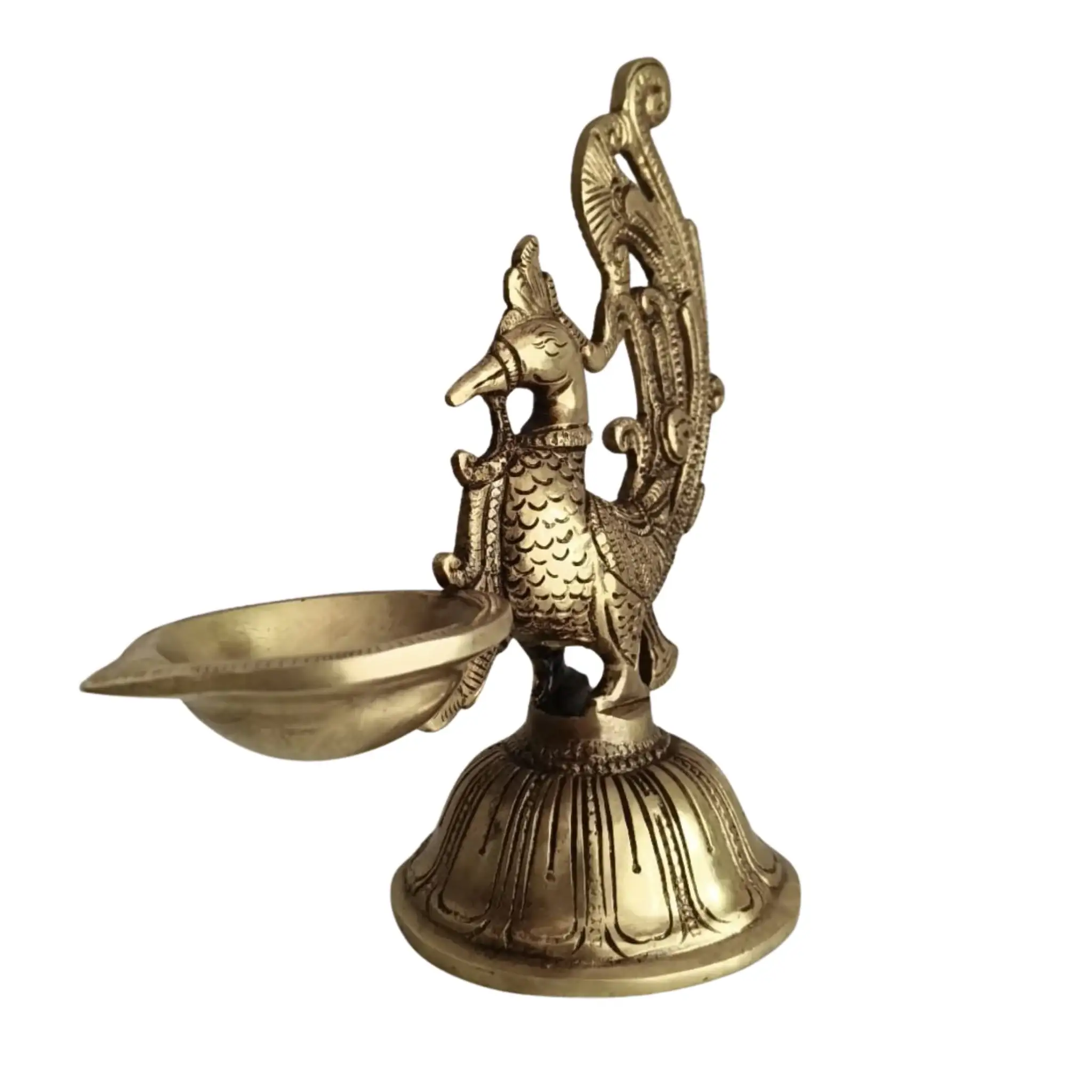 Handcrafted Brass Peacock Oil Lamp (Diya) – Pooja & Home Decor Deepam - Image 4