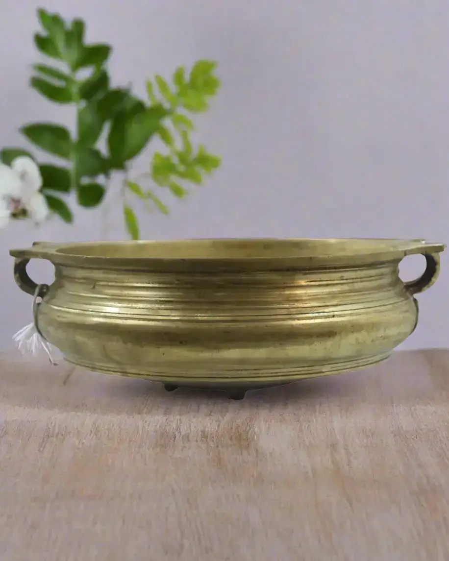 Handcrafted Bronze Uruli – Perfect for Floating Flowers & Home Decor - Image 3