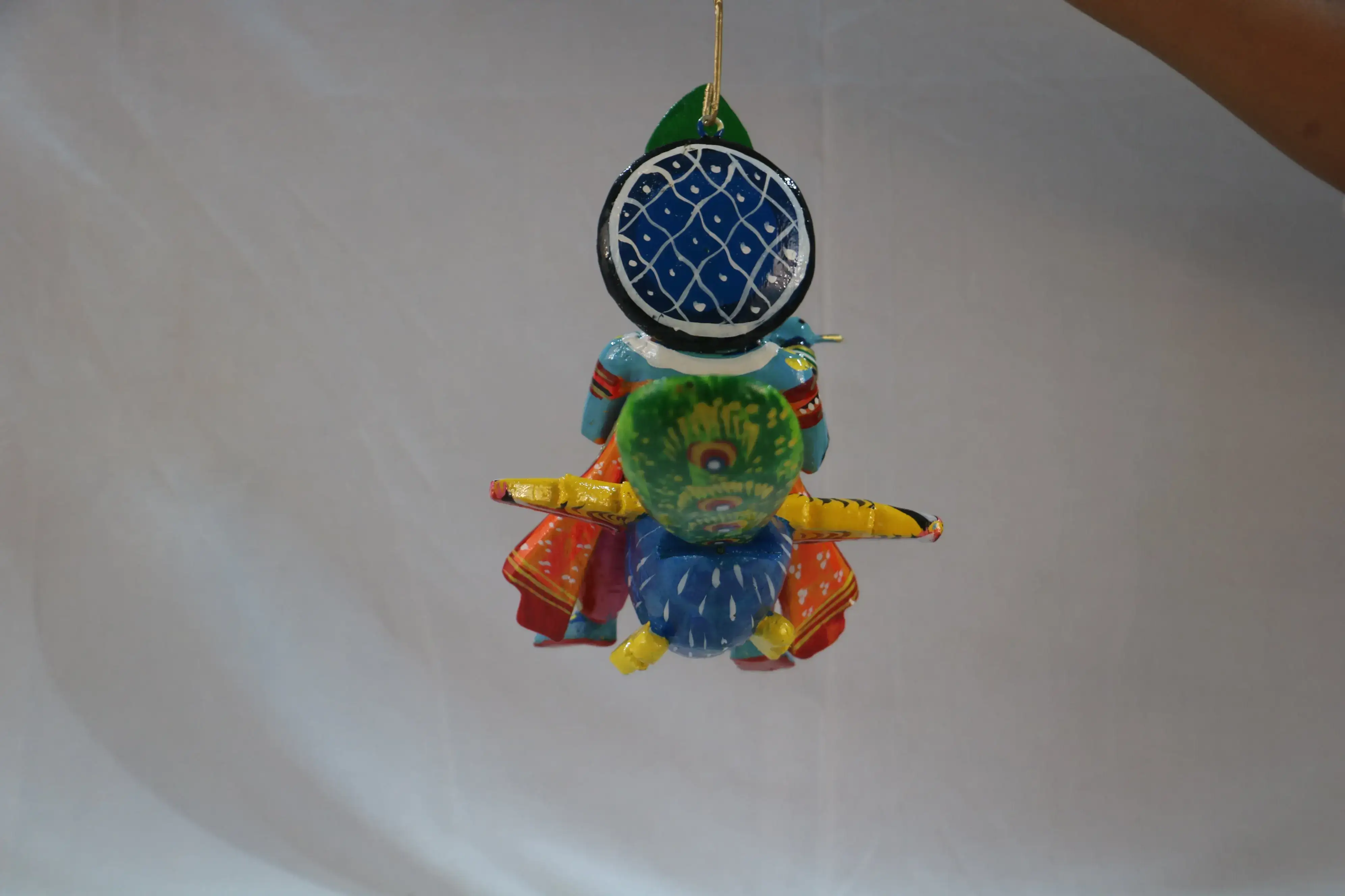 Handcrafted Flying Karthikeya Wall Hanging – Divine Peacock Ride - Image 3