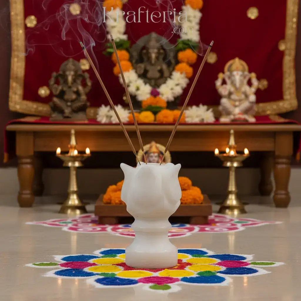 Handcrafted Marble Agarbatti Stand–  Natural Stone Incense Holder - Image 5