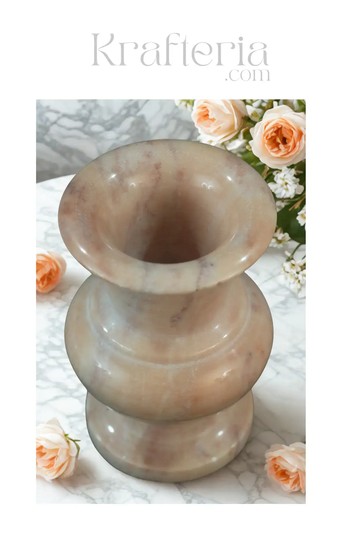 Handcrafted Marble Flower Vase – Elegant Home Decor - Image 3