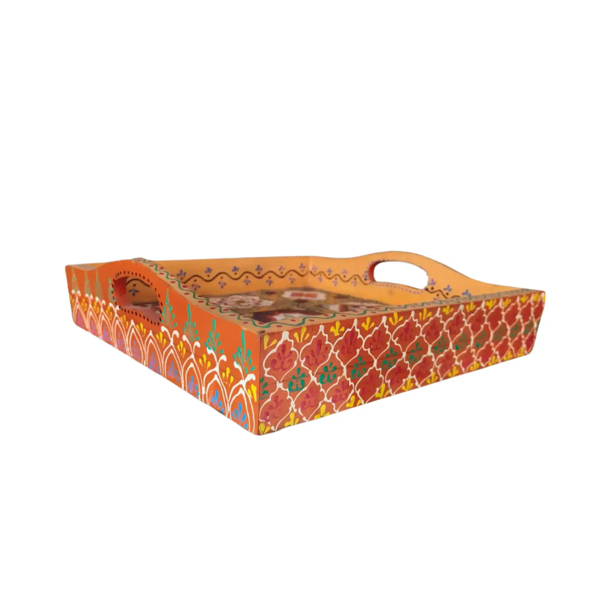 Multi-Color Pottery Pattern Tray – Handcrafted Decorative Serving Tray - Image 3