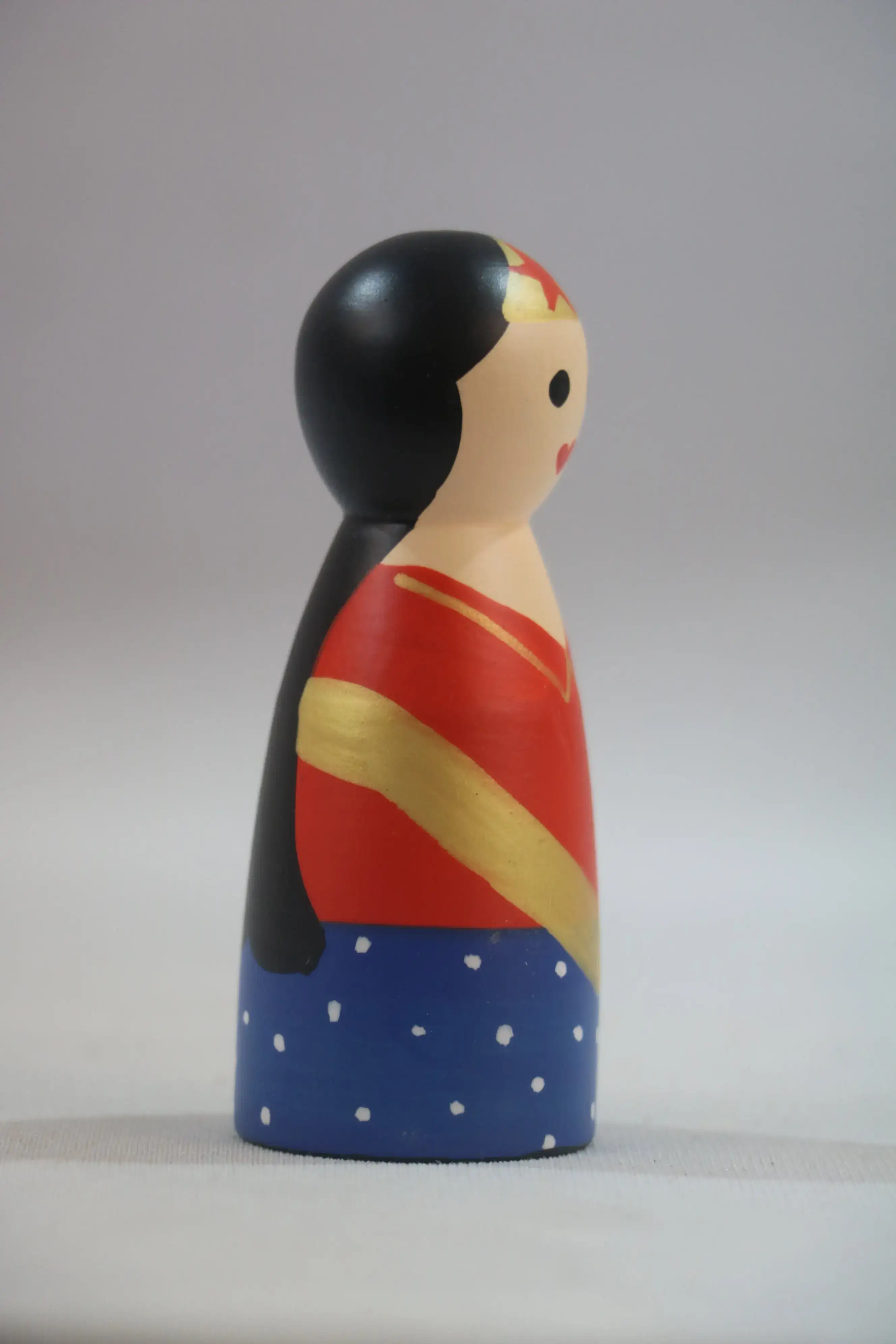 Handcrafted Wonder Woman Wooden Peg Doll – Kid-Safe & Decorative - Image 2