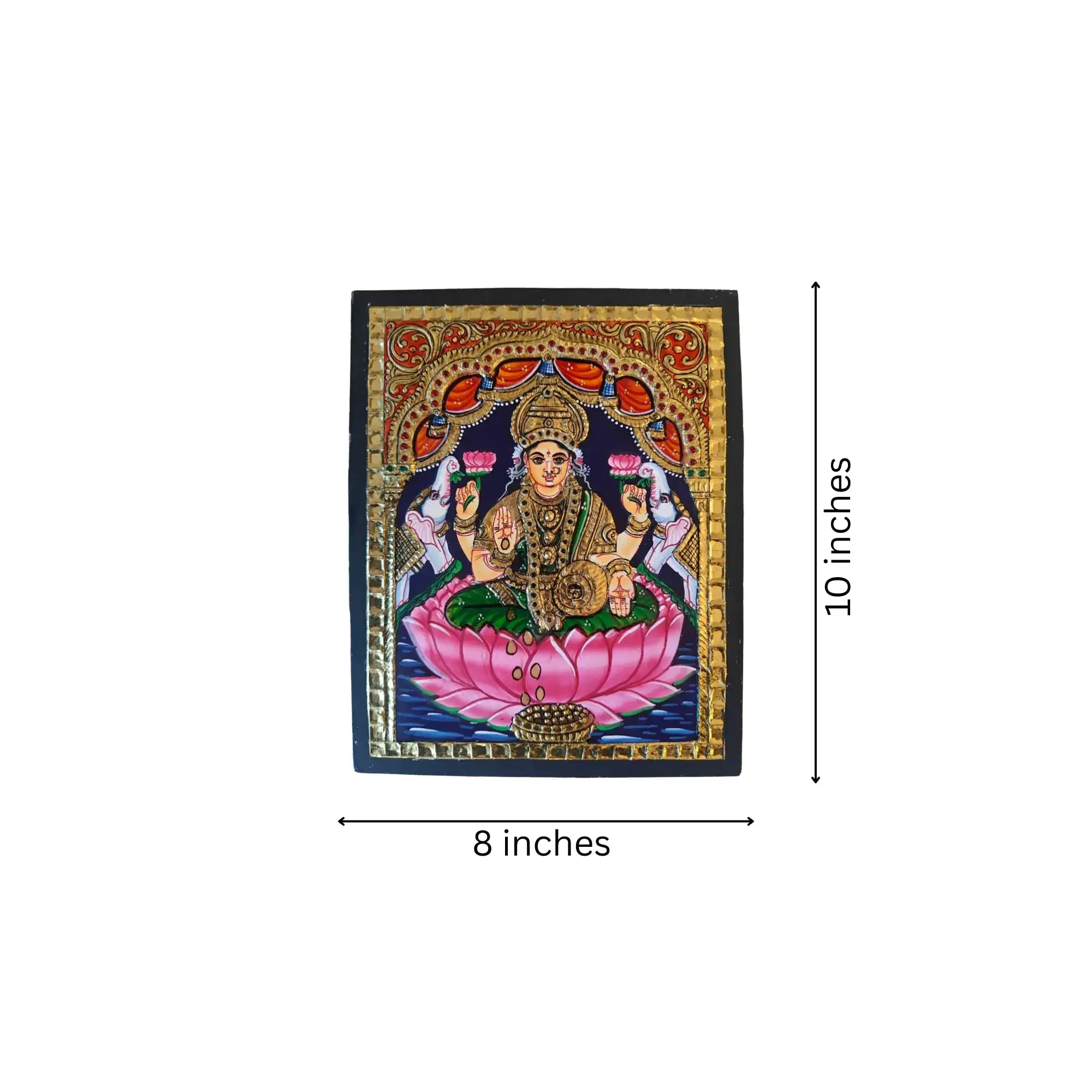 Handpainted Laxmi Devi Thanjavur Painting – Vibrant & Detailed - Image 9