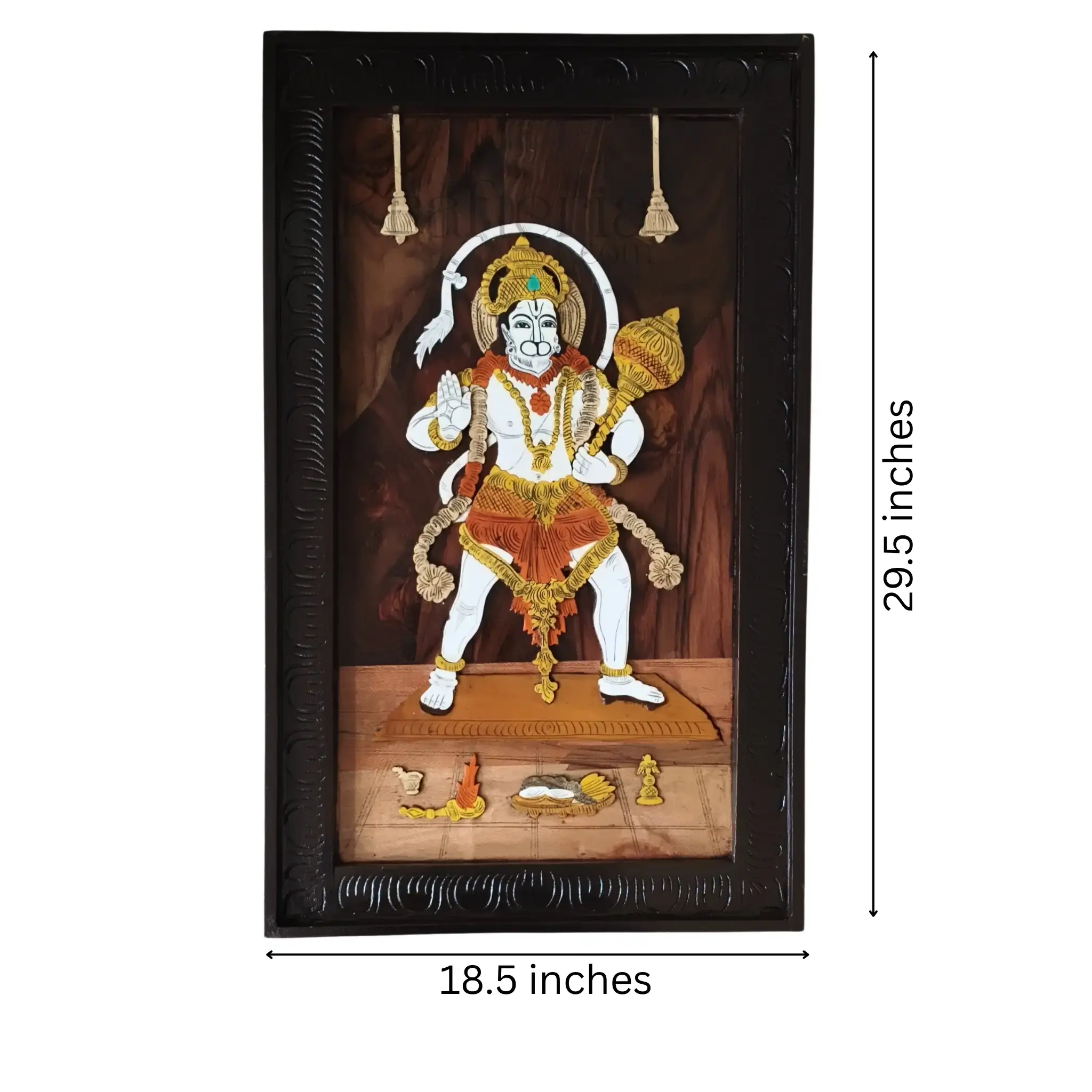 Rosewood Inlay Panel – Lord Hanuman with Gada - Image 3
