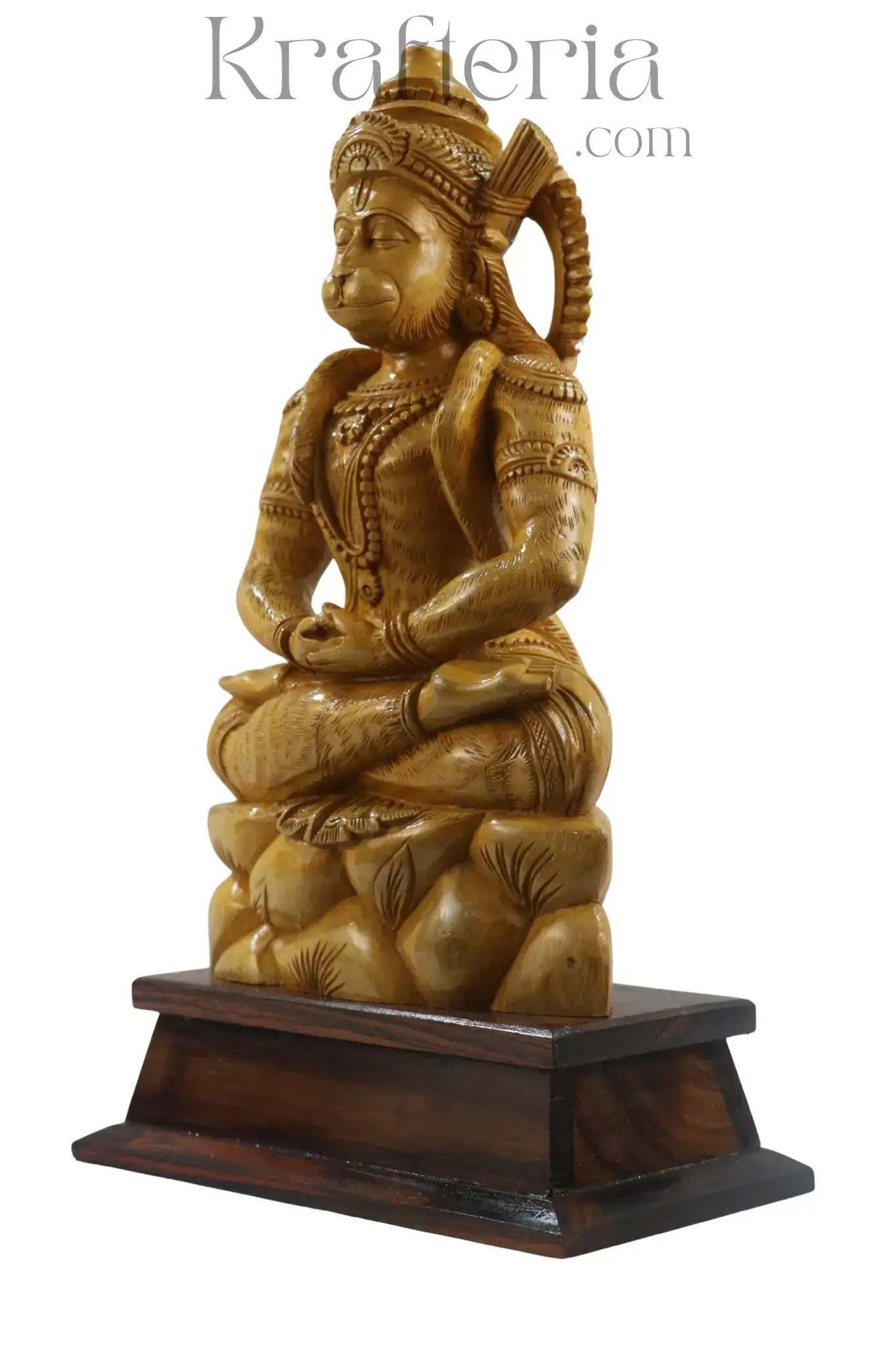 Lord Hanuman Wooden Statue – Traditional Art with Rosewood Base - Image 3
