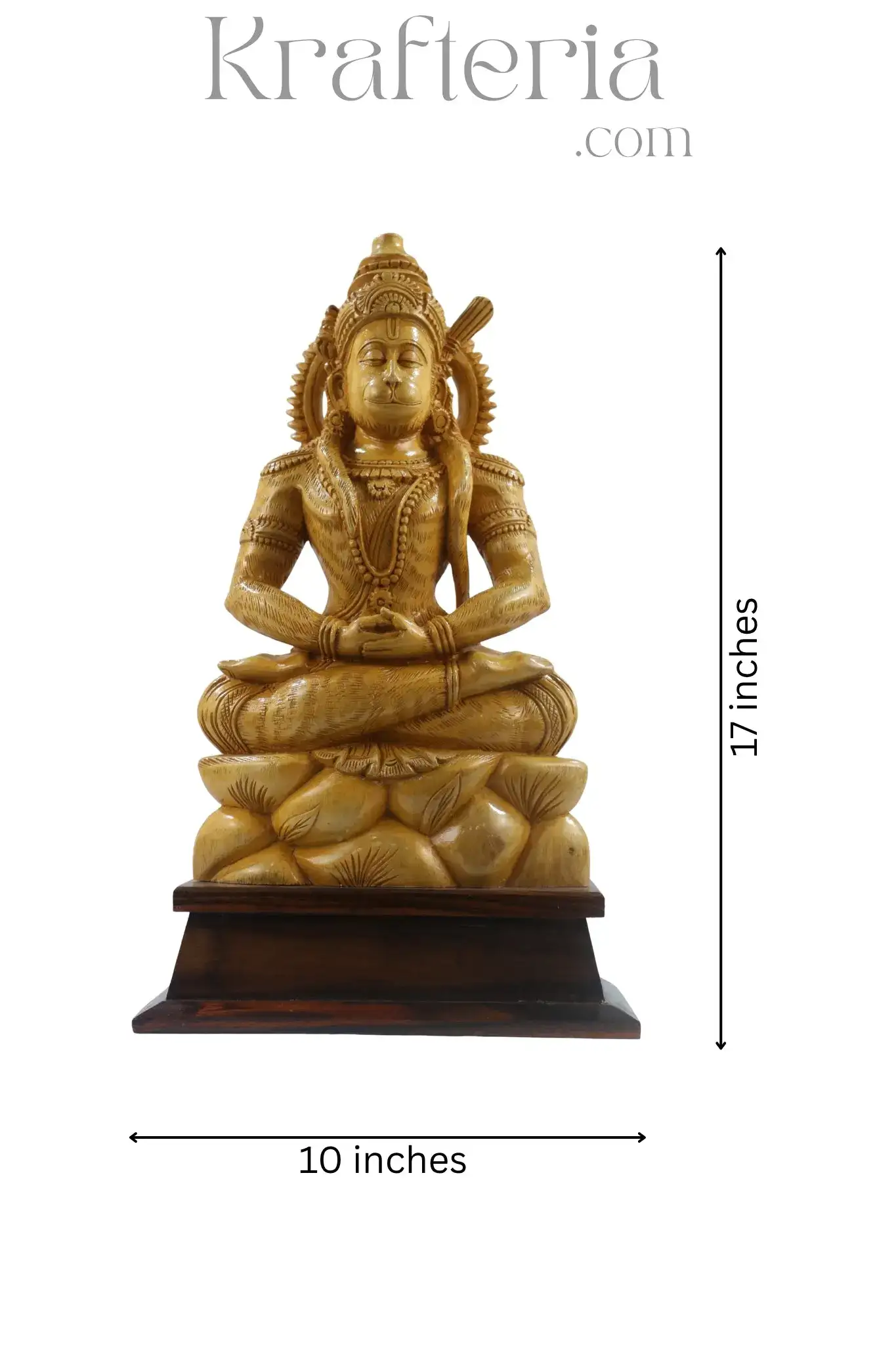 Lord Hanuman Wooden Statue – Traditional Art with Rosewood Base - Image 5