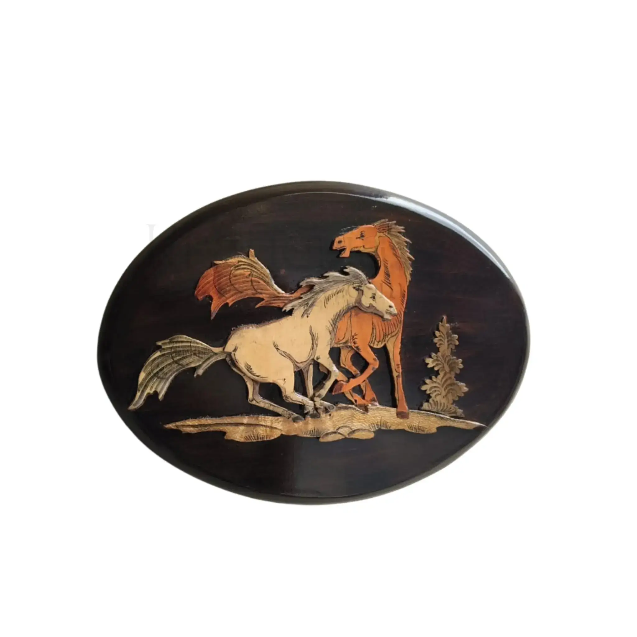 The Spirit of the Horse Oval Rosewood Inlay Masterpiece - Image 4
