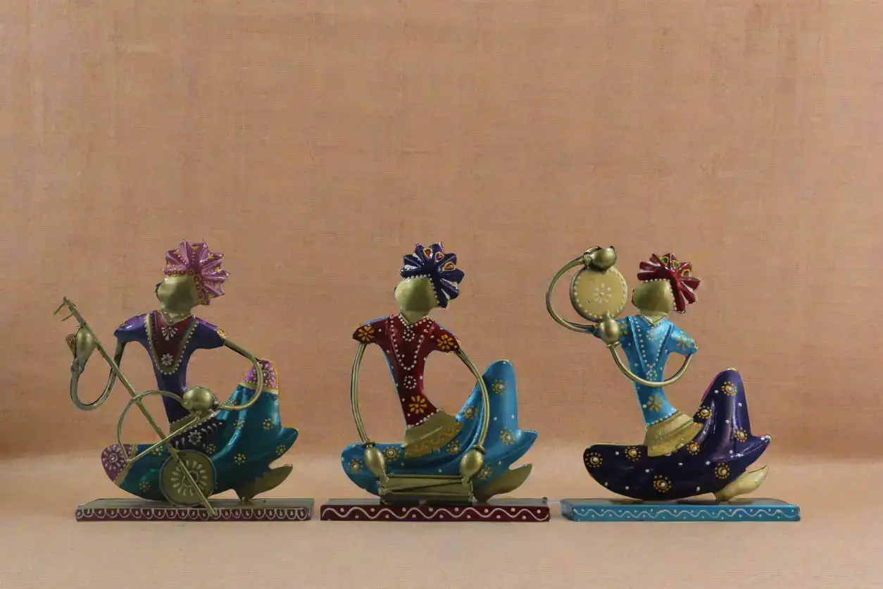 Iron Multicolor Antique Musician Set of 3 Decorative Showpiece - Image 6