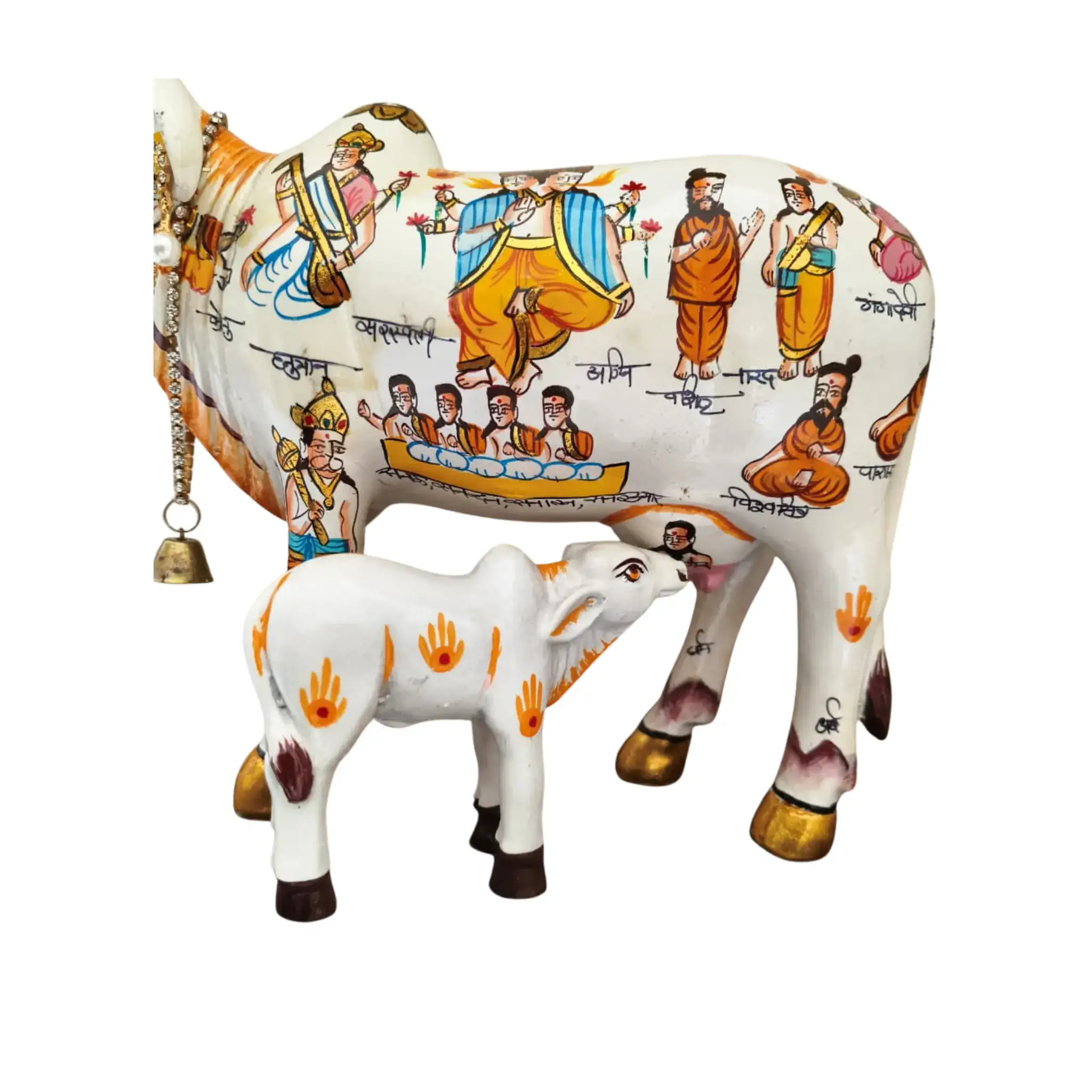Kamadhenu Resin Cow with Calf | Decorative Spiritual Figurine - Image 5