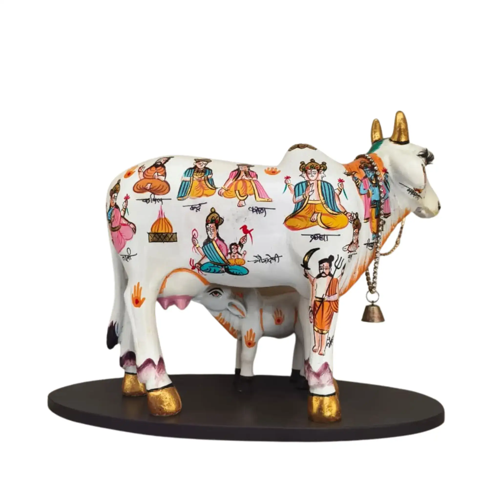 Kamadhenu Resin Cow with Calf | Decorative Spiritual Figurine - Image 7