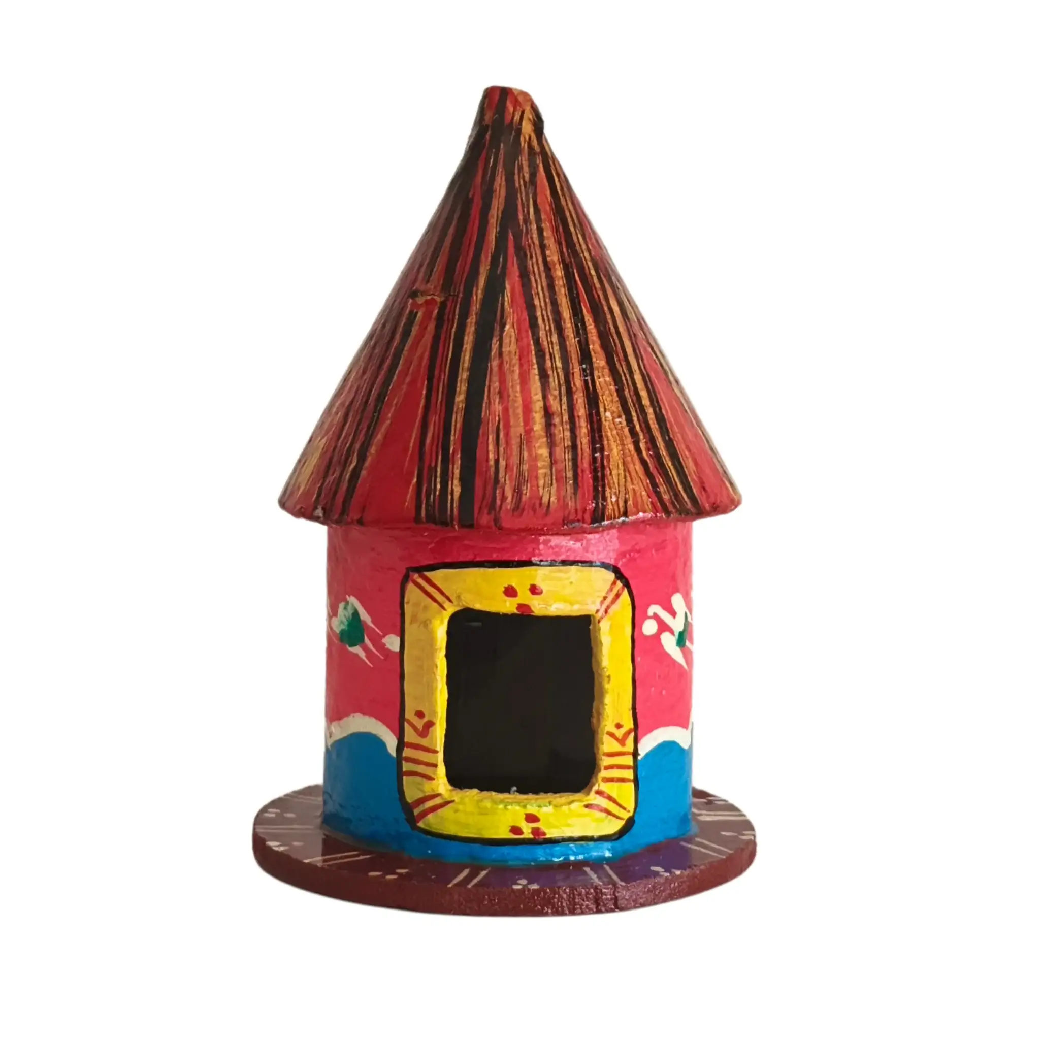 Kondapalli Wooden Craft - Hand-Painted Rustic Hut - Image 4
