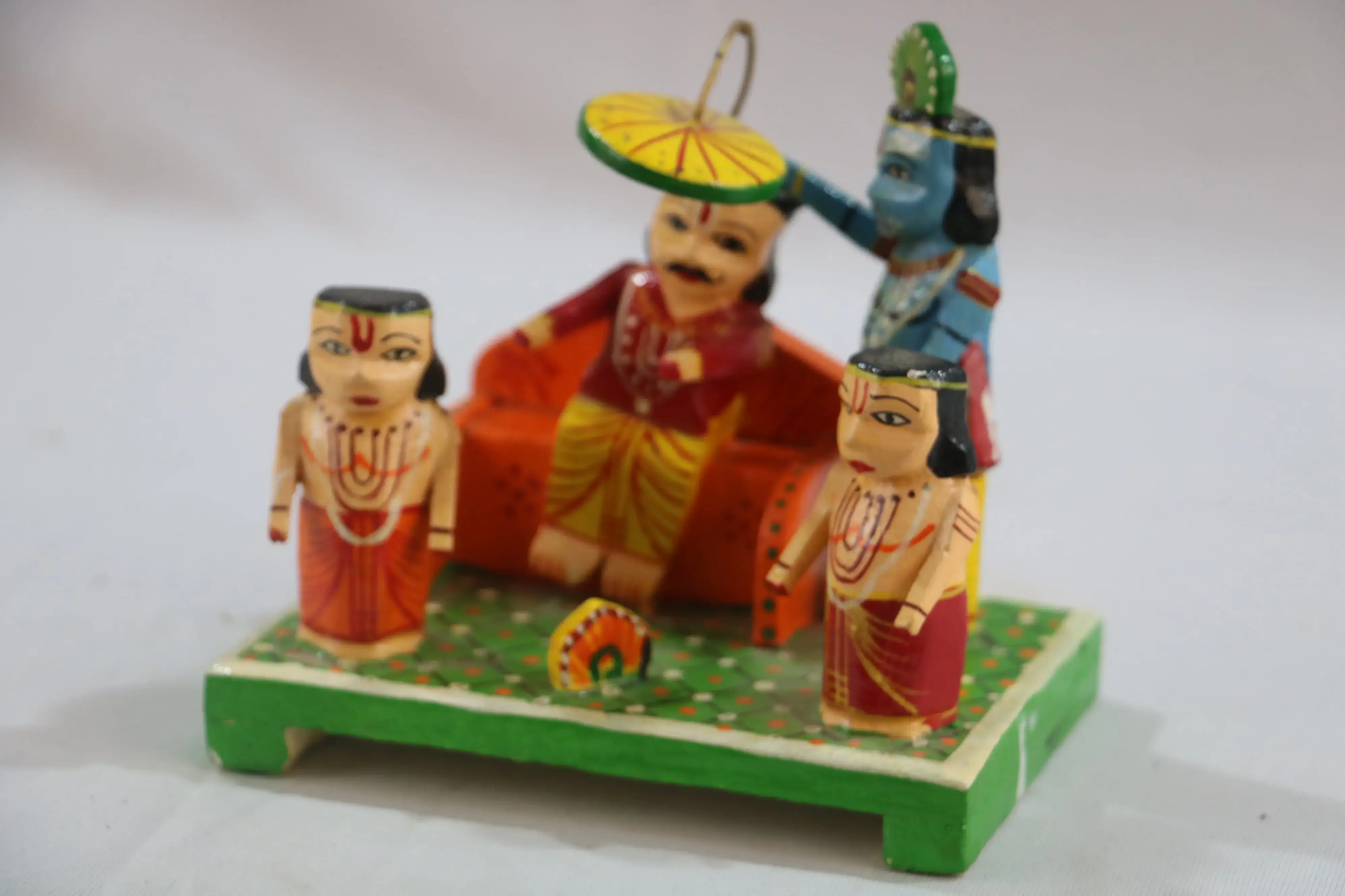 Krishna Darbar – Wooden Handcrafted Spiritual Panel - Image 3