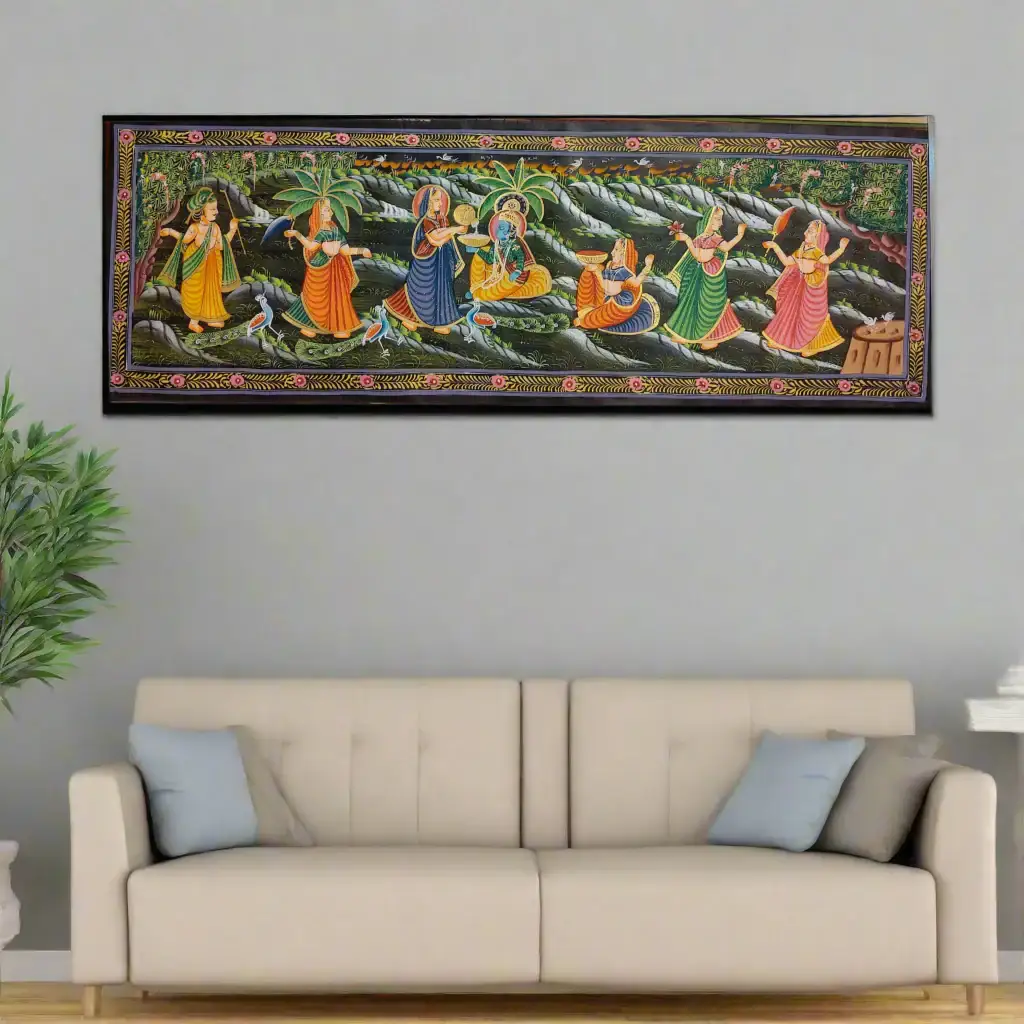 Krishna and Gopikas Miniature Painting Celebration of Devotion