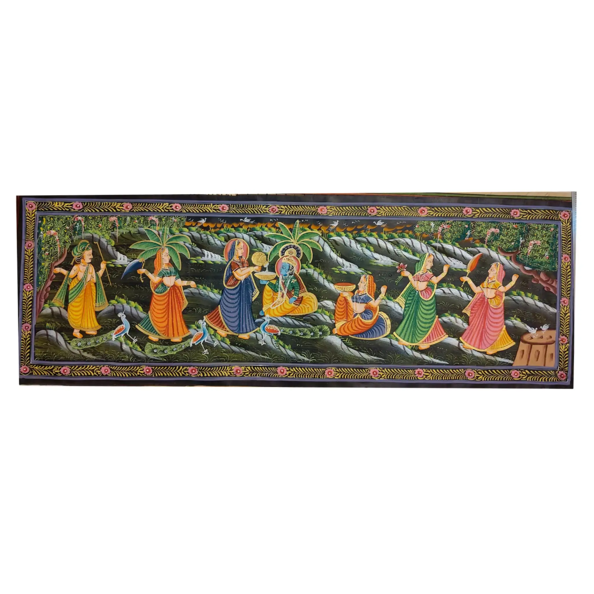 Krishna and Gopikas Miniature Painting Celebration of Devotion - Image 2
