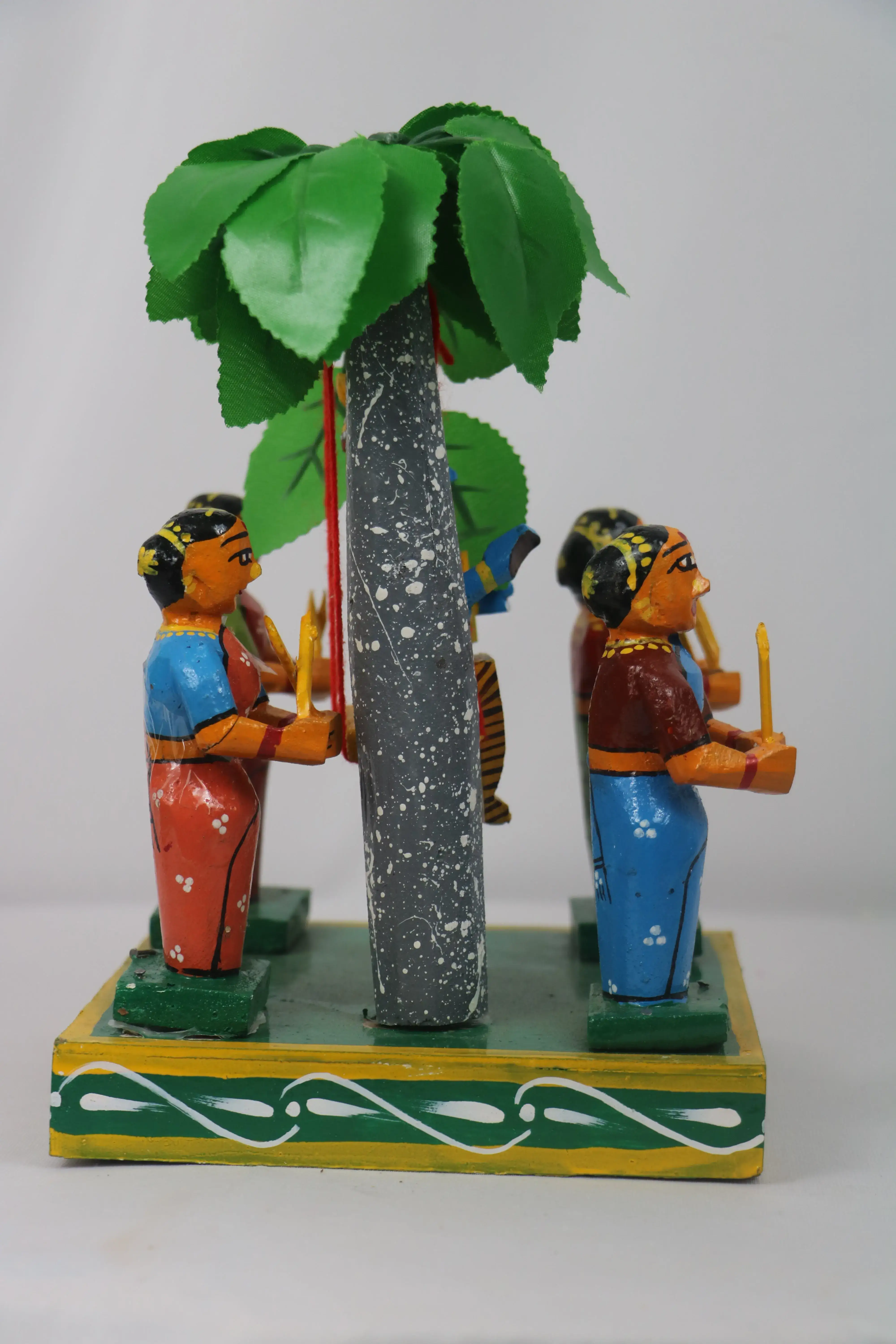 Artisan Krishna in Jhula with Gopikas – Authentic Wooden Craft - Image 9