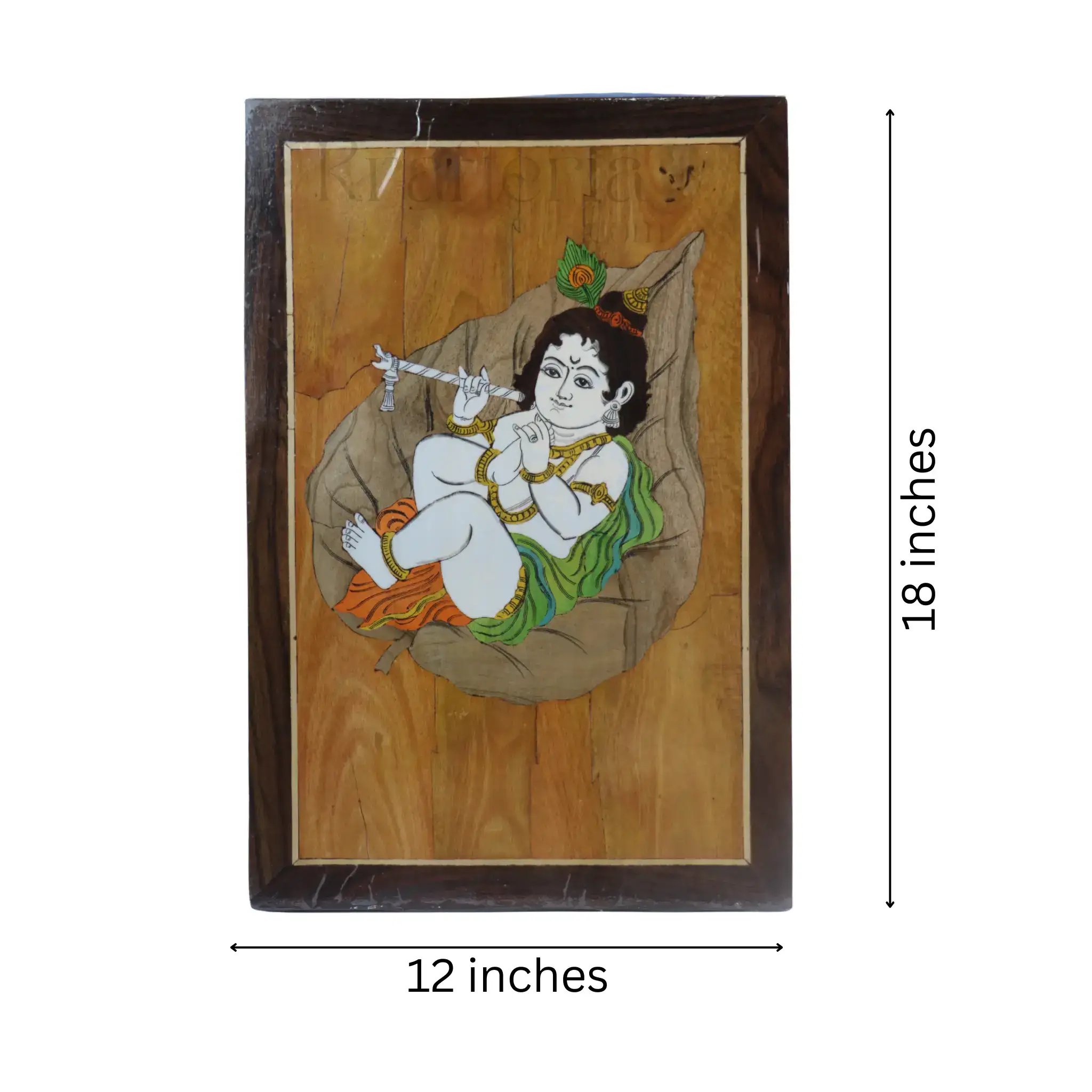 Charming Little Krishna in Rosewood Inlay – Handcrafted Religious Wall Décor - Image 5