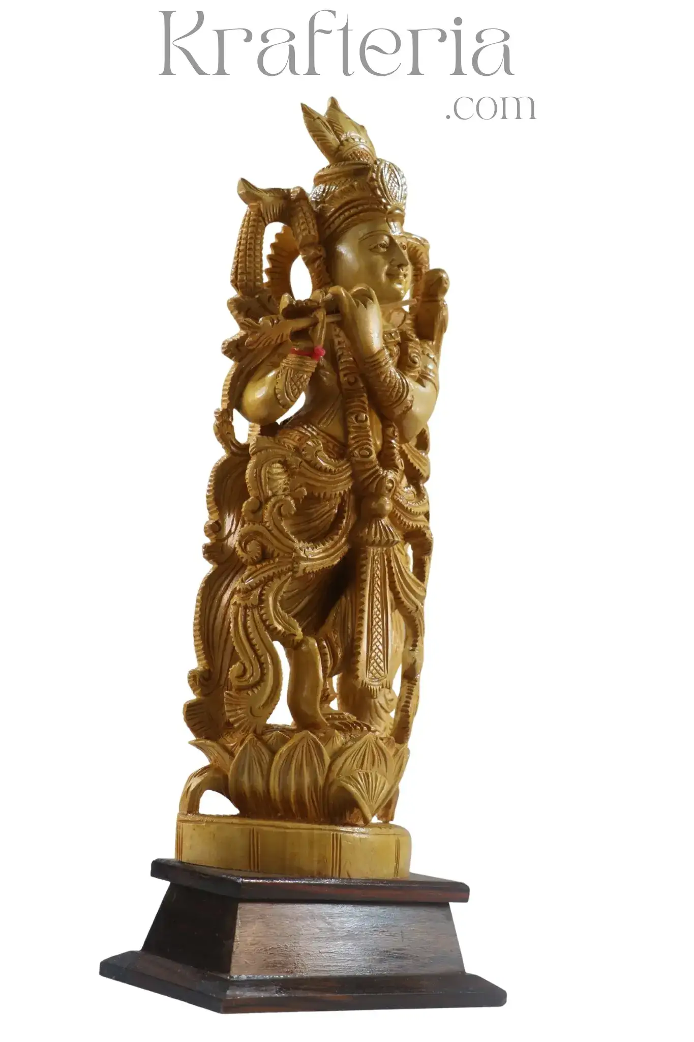 Beautiful Krishna Wood Sculpture – Perfect for Temple or Home - Image 5