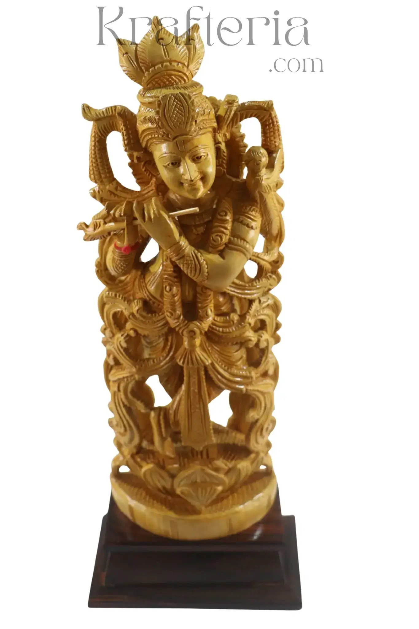 Beautiful Krishna Wood Sculpture – Perfect for Temple or Home - Image 6