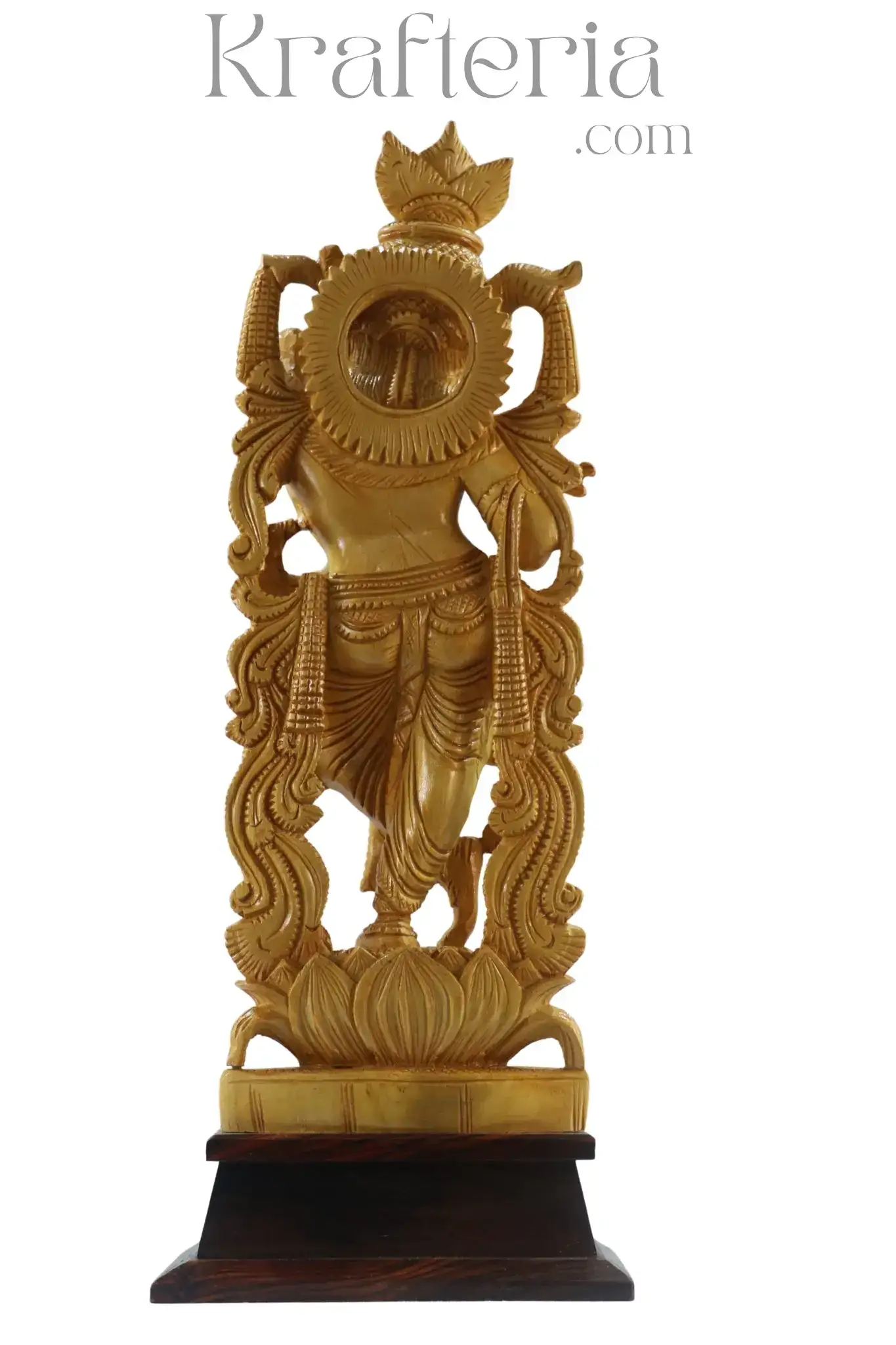 Beautiful Krishna Wood Sculpture – Perfect for Temple or Home - Image 7