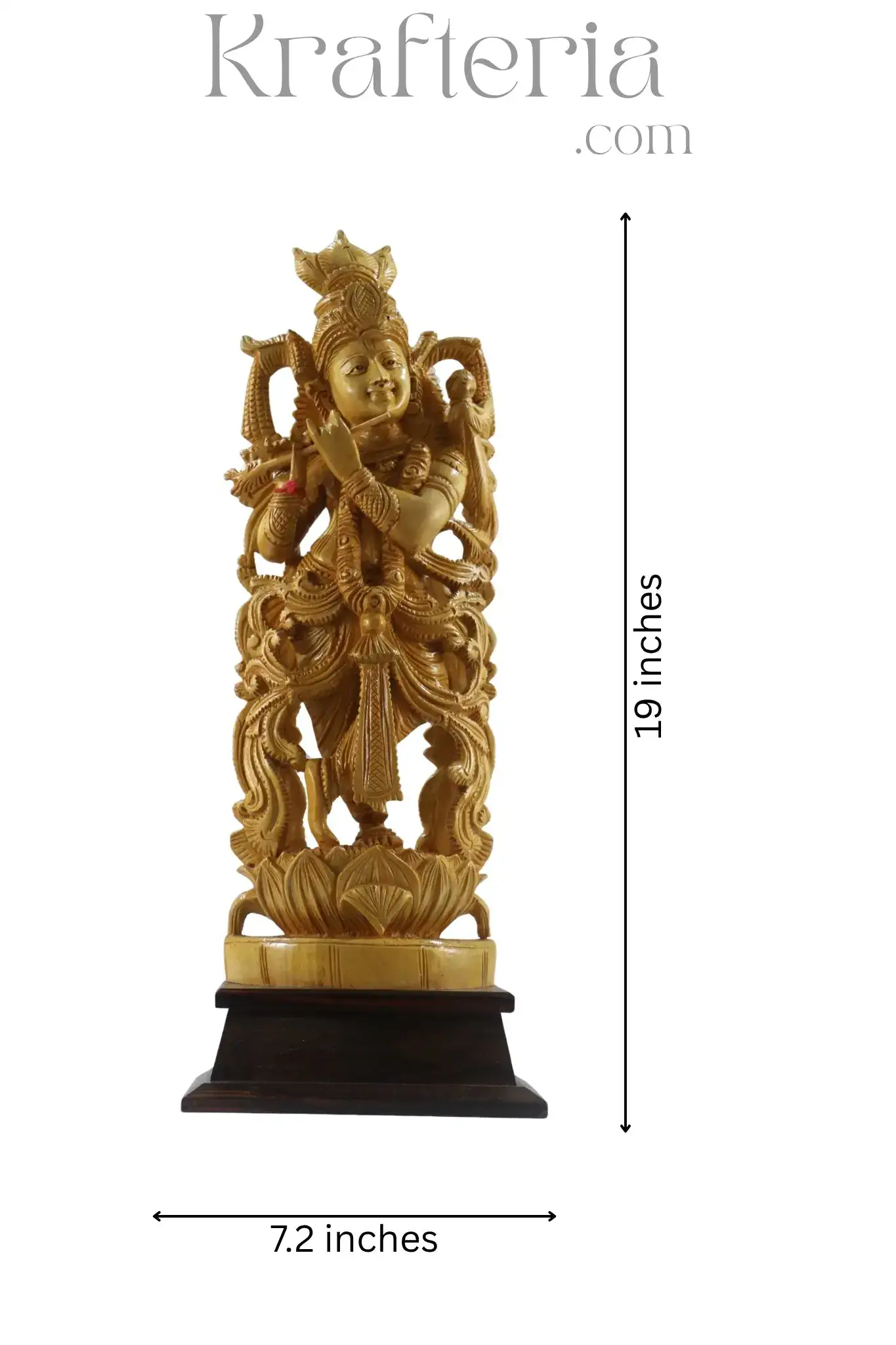 Beautiful Krishna Wood Sculpture – Perfect for Temple or Home - Image 8