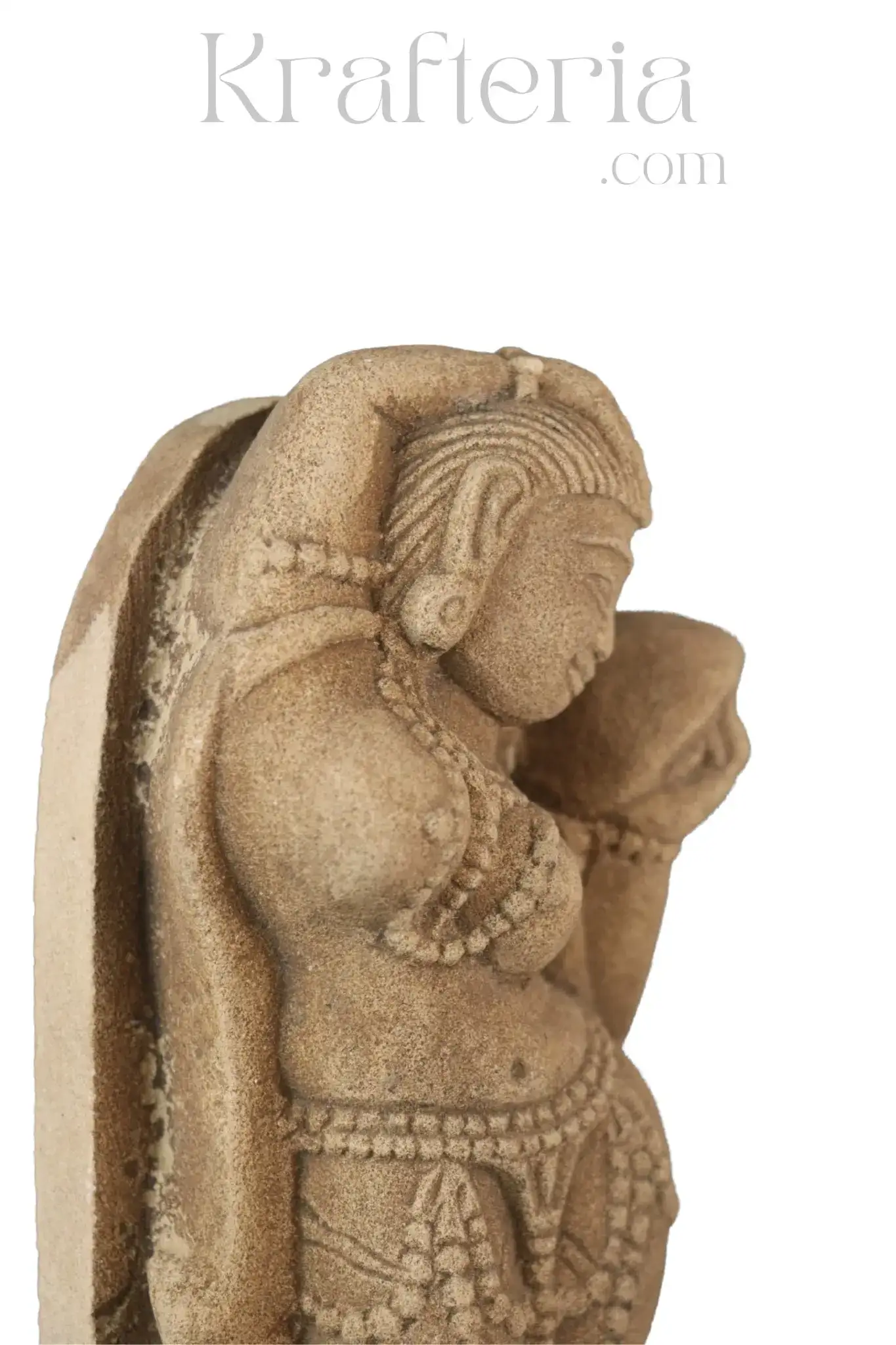 A Lady Adorning Herself with a Mirror Sandstone Sculpture - Image 12