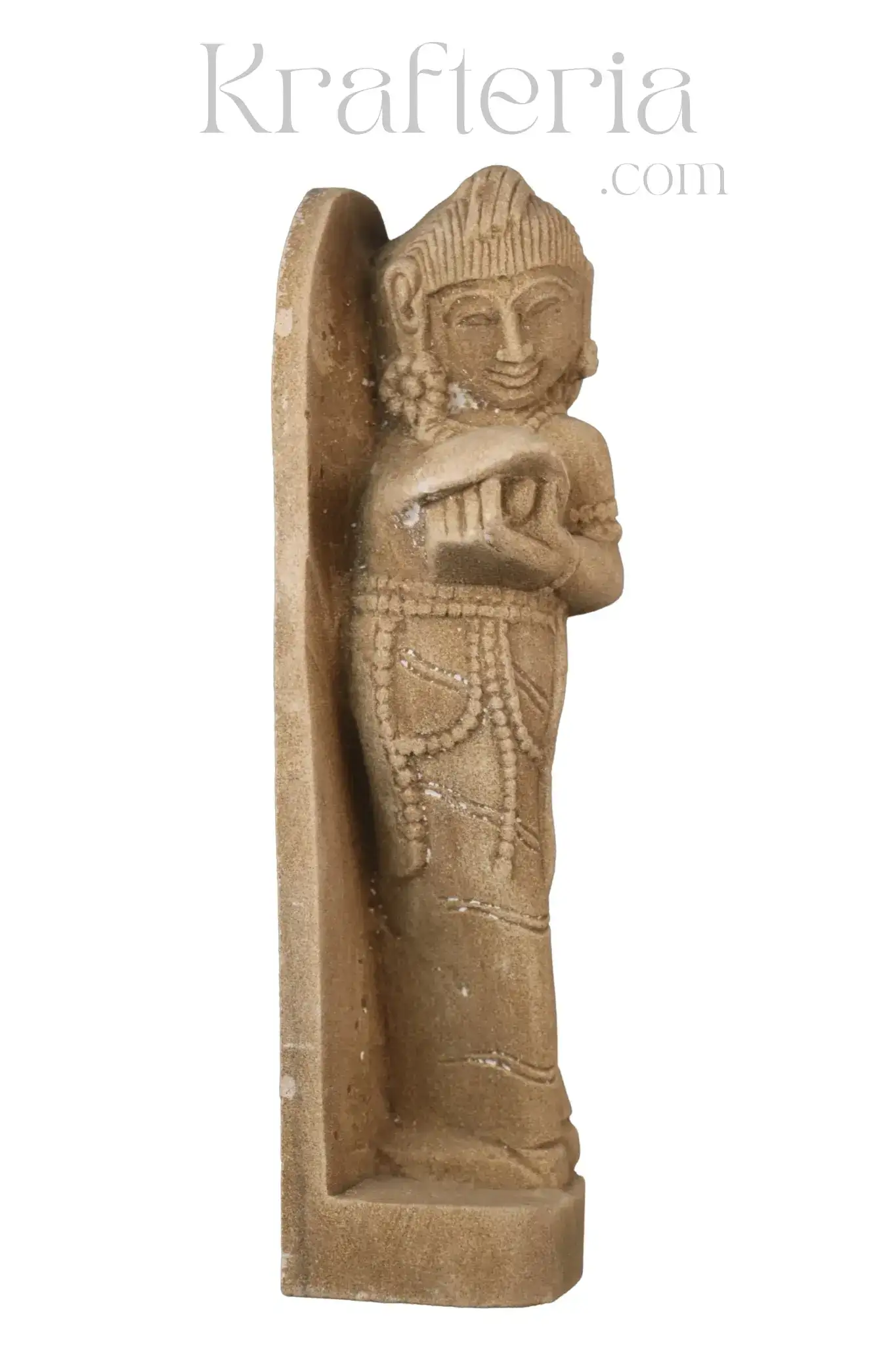 A Lady Adorning Herself with a Mirror Sandstone Sculpture - Image 17