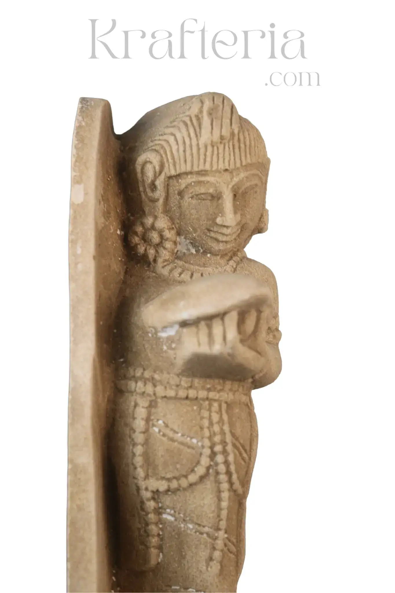 A Lady Adorning Herself with a Mirror Sandstone Sculpture - Image 23